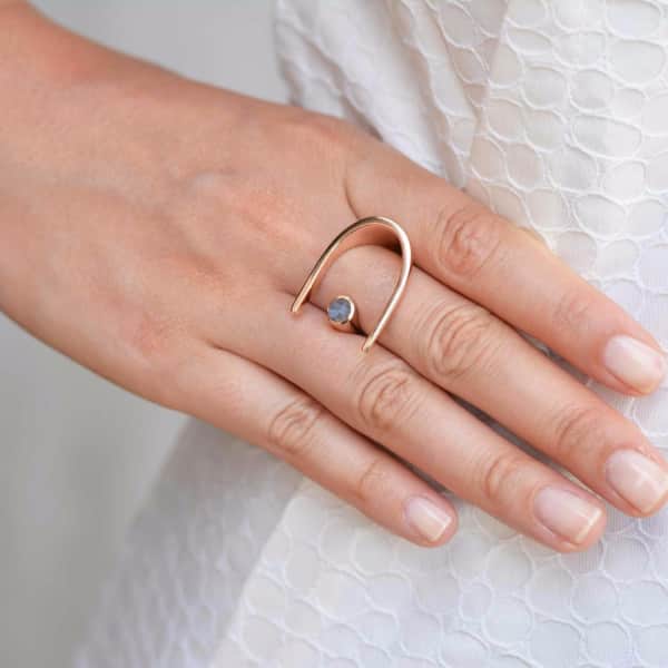 Neola Lunaria Rose Gold Cocktail Ring With Labradorite In Cocktail