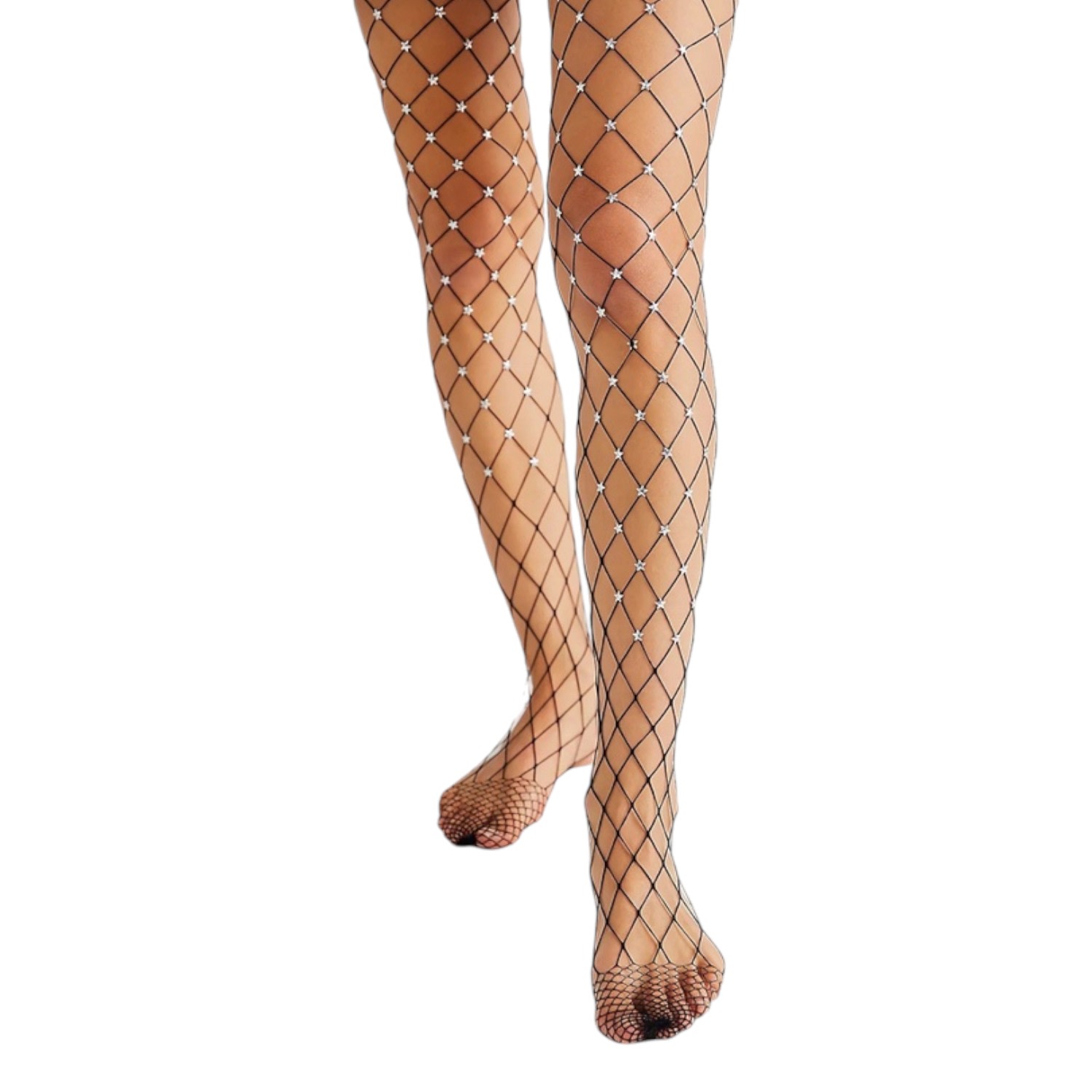 High Heel Jungle By Kathryn Eisman Women's Star Struck Fishnet Tights- Black In Black
