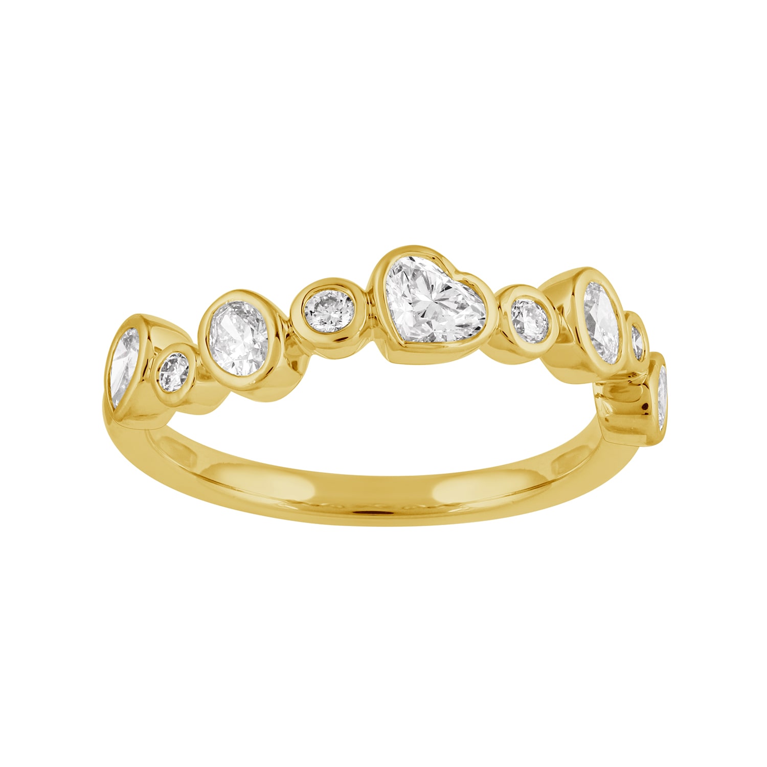 Artisan Women's Gold / White Bezel Set Multi Cut Diamond Designer Band Ring In Solid Gold In Multi