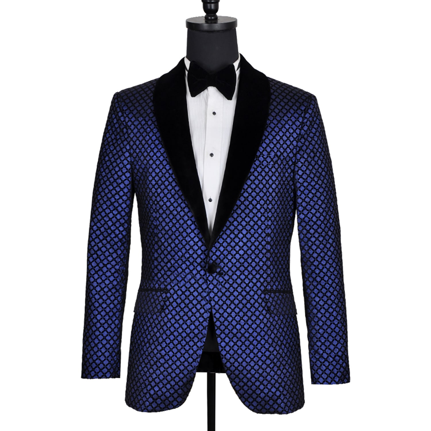 David Wej Men's Washington Jacquard Velvet Shawl Lapel Blazer - Blue In Blue