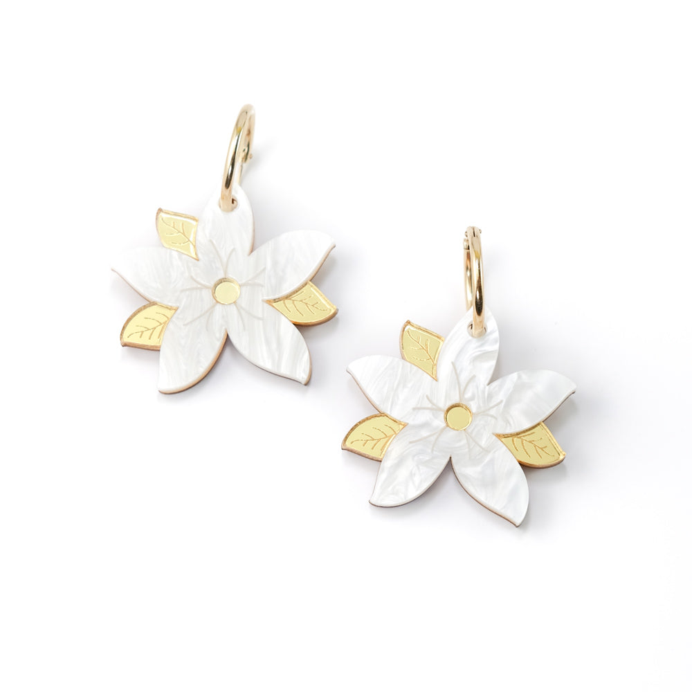 By Chavelli Sampaguita Flower Earrings In Yellow