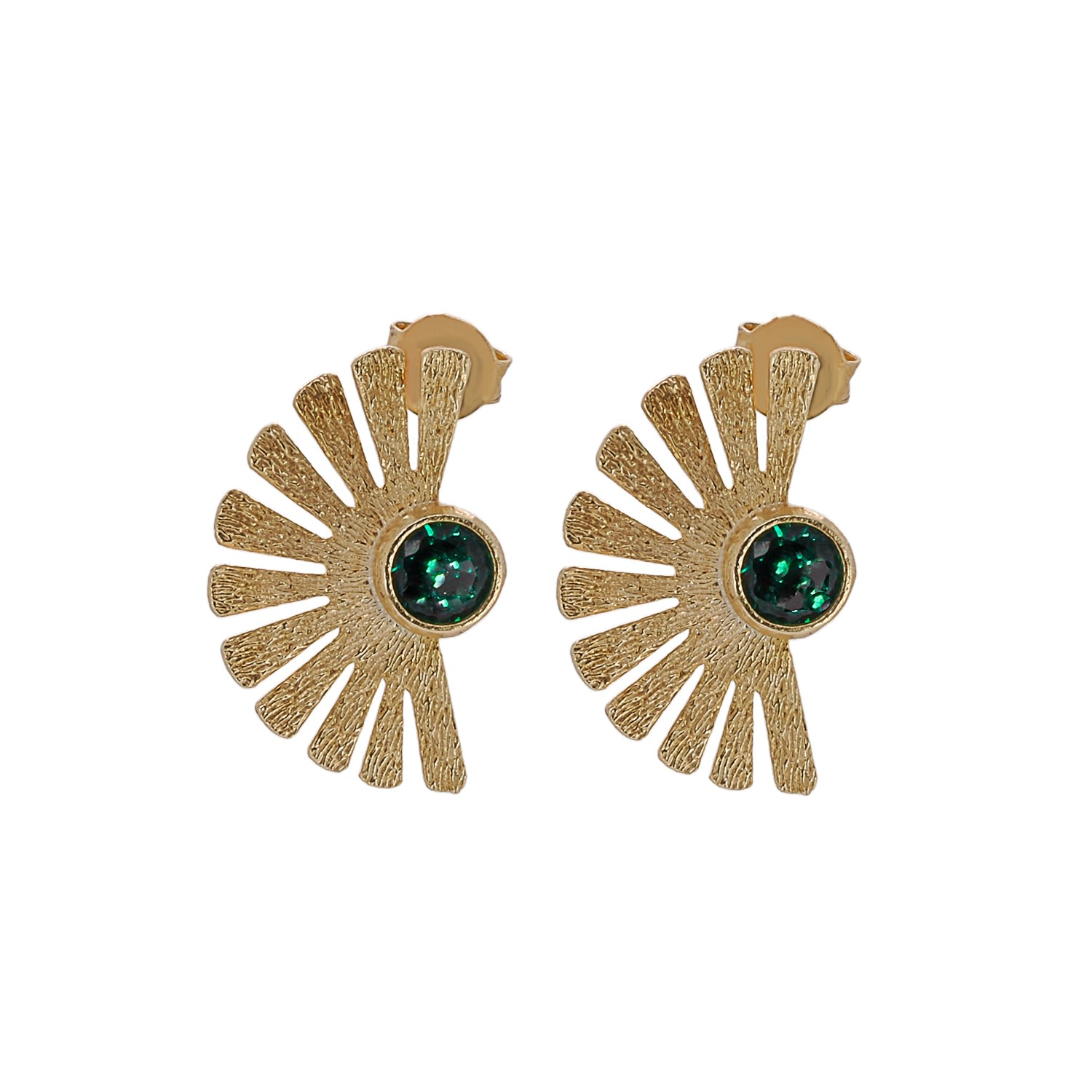 Women’s Gold / Green Sterling Silver Gold Plated Jade Gemstone Cleopatra Earring - Gold Ebru Jewelry