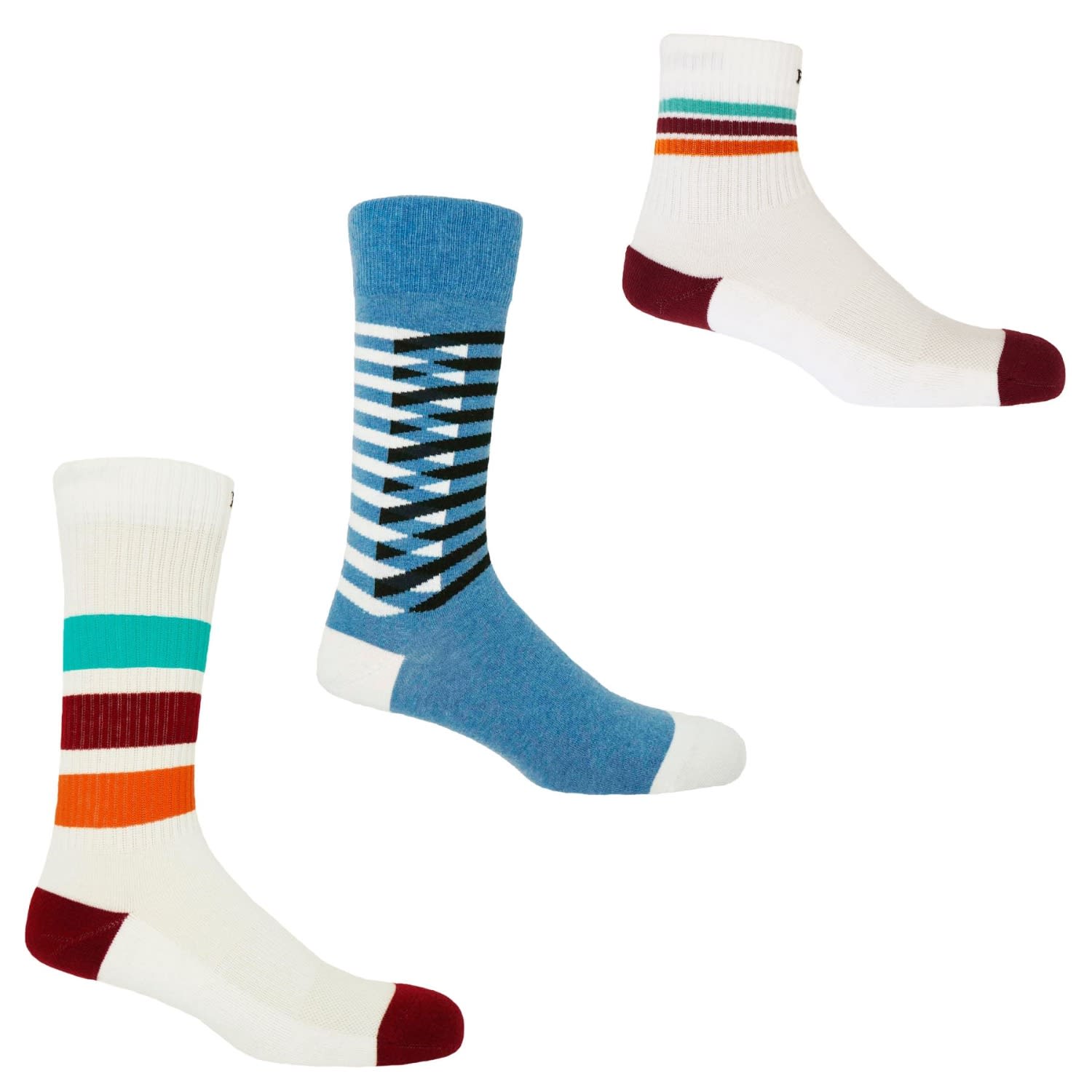 Peper Harow - Made In England Men's Men's Organic Socks Bundle – White, Blue