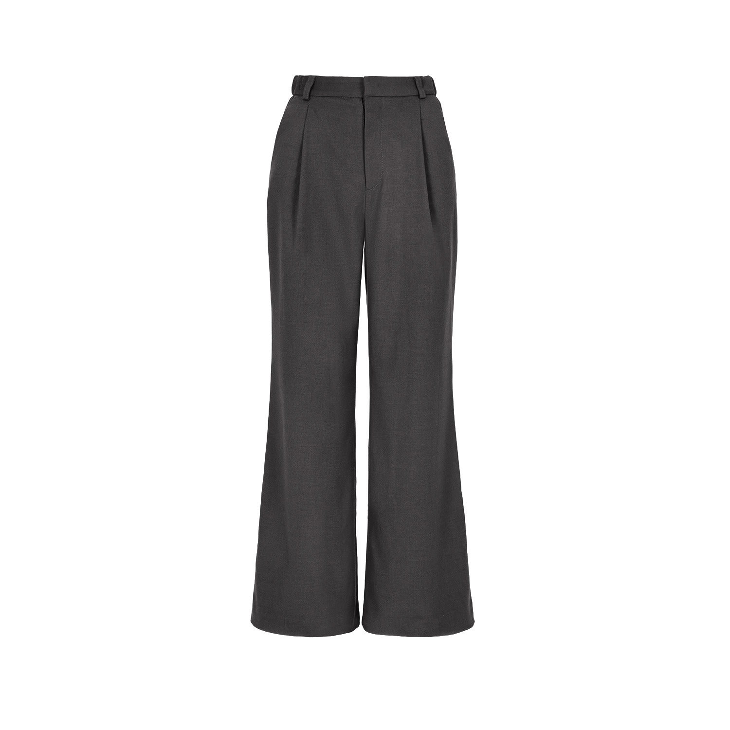 Mandragora Women's Grey Woolen Trousers With Straight Legs And Pleats In Steel Gray – Klaro In Grey