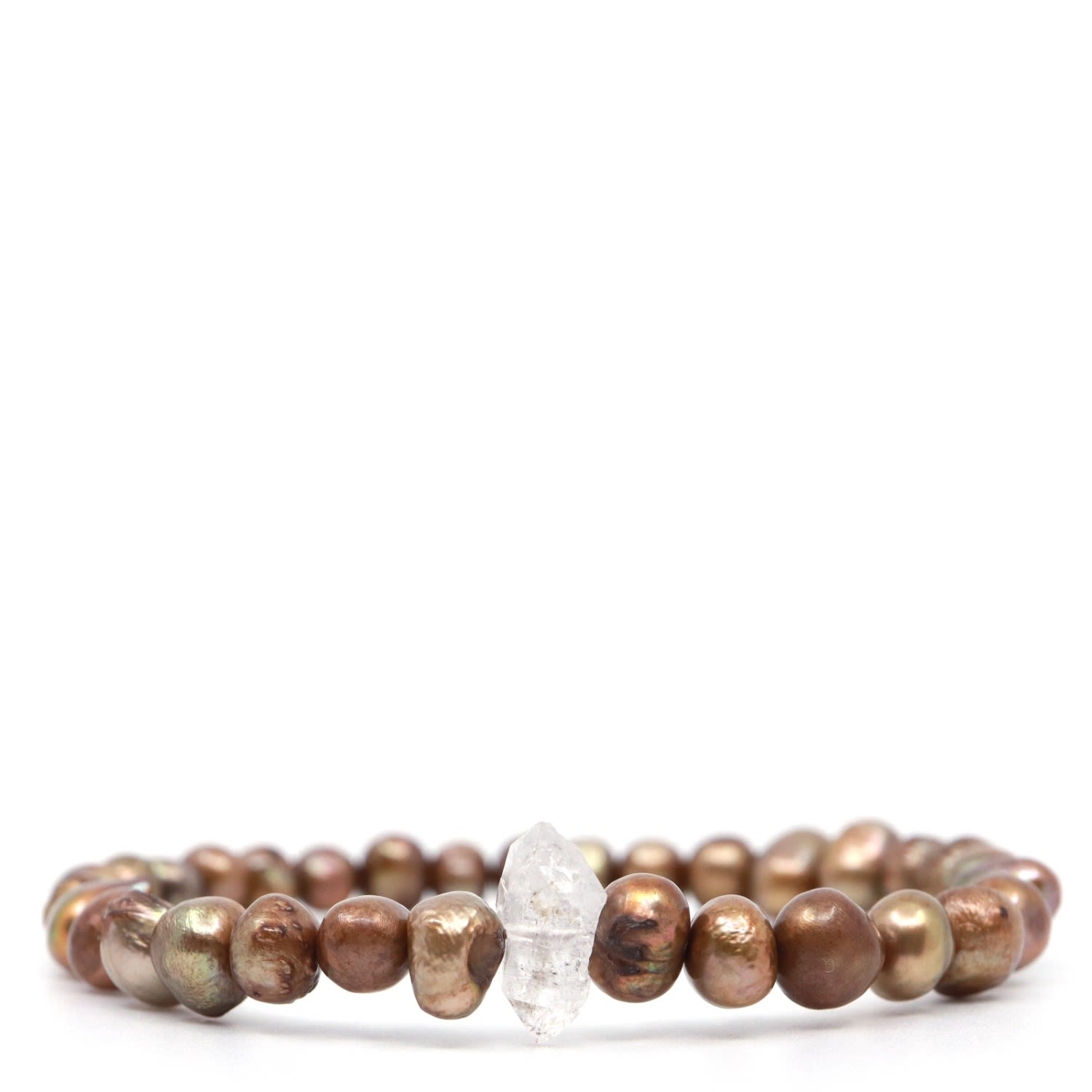 Shar Oke Men's Blue Natural Brown Baroque Freshwater Pearl & Herkimer Diamond Beaded Bracelet In Blue