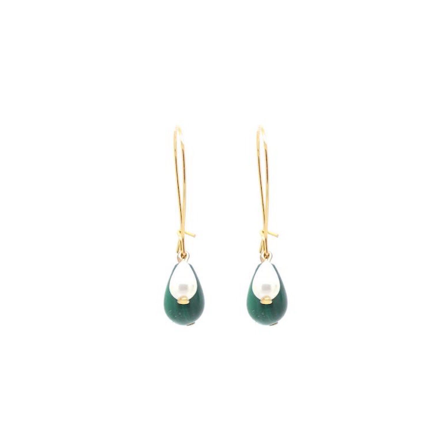 Salome Women's Green / White / Gold Penelope Malachite 3-in-1 Earrings In Gold