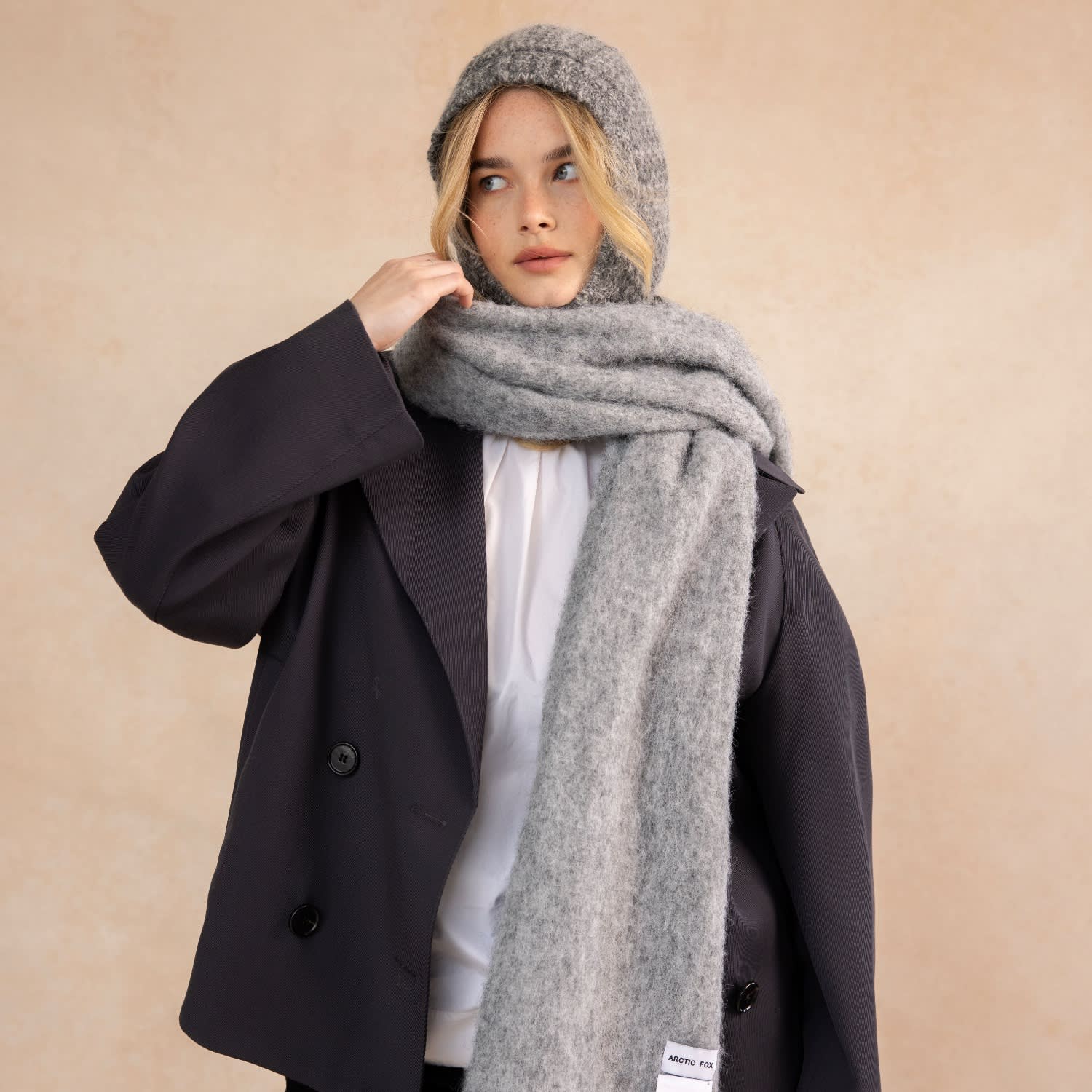 The Alpaca Balaclava Hood - Alpine Cloud Grey | Arctic Fox 