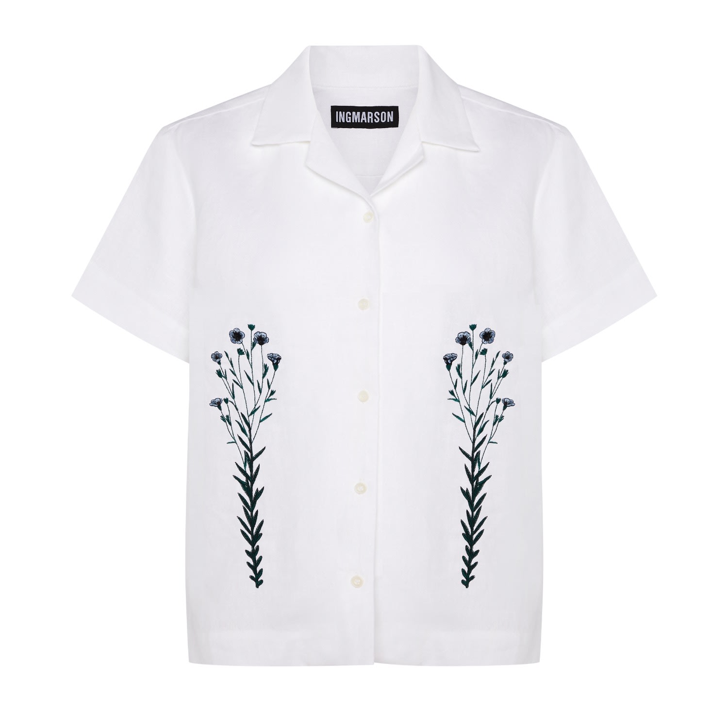 White Flax Embroidered Oversized Irish Linen Cuban Shirt Women L/Xl Ingmarson