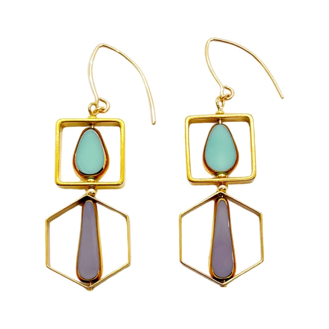 Women’s Geometric Art Paled Turquoise & Lavender Earrings Aracheli Studio