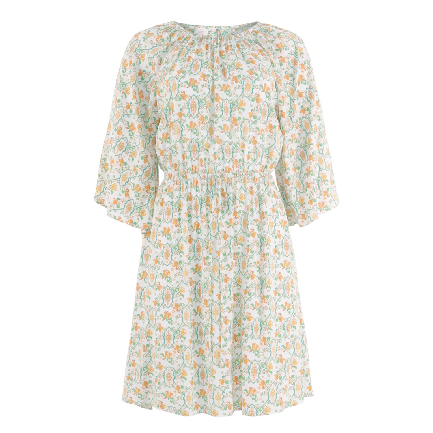 Women's Green / White Essam Mini Dress Fabiola Tropical | Small | Morrato Bali