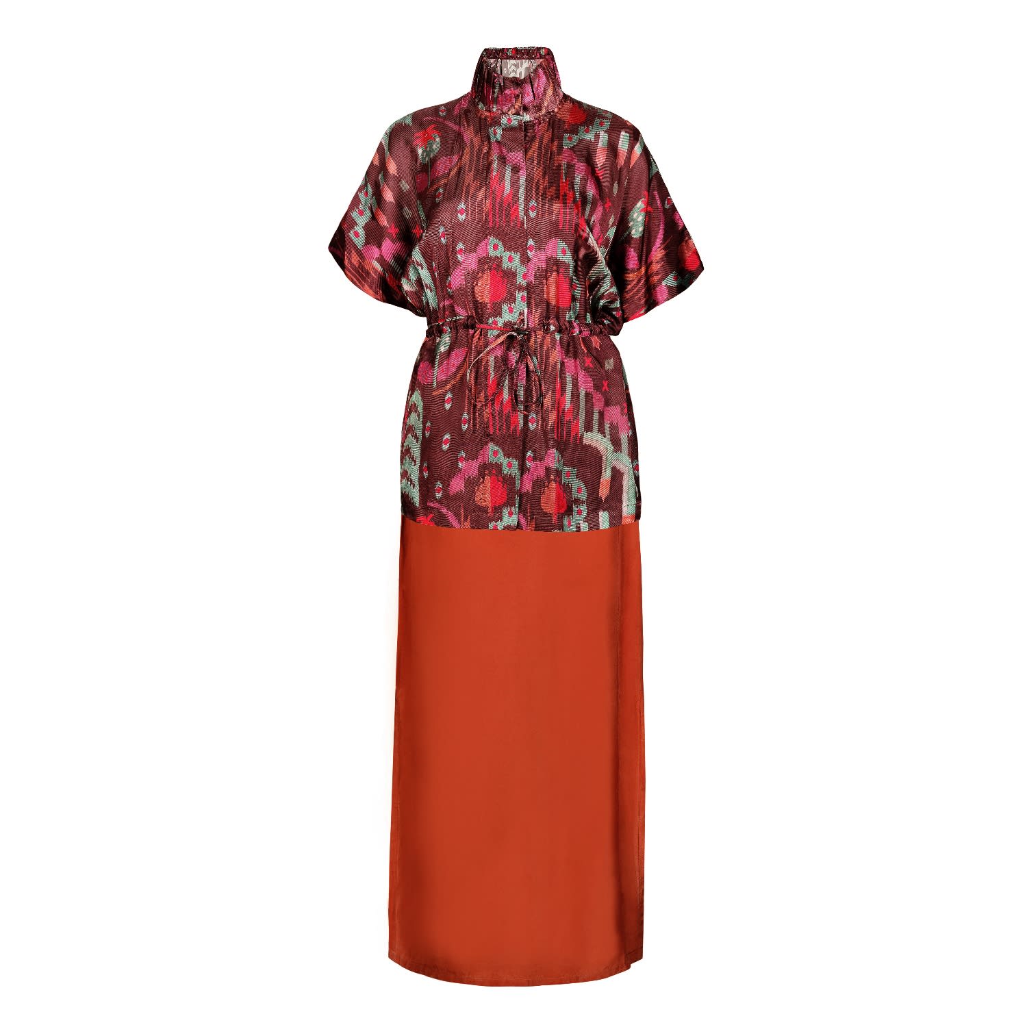 Orange / Red Poppies At Dusk Skirt & Blouse Set | Extra Small | Maison Qala