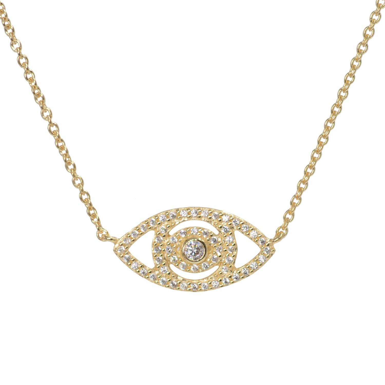 Women’s Evil Eye Crystal Necklace Gold Kamaria