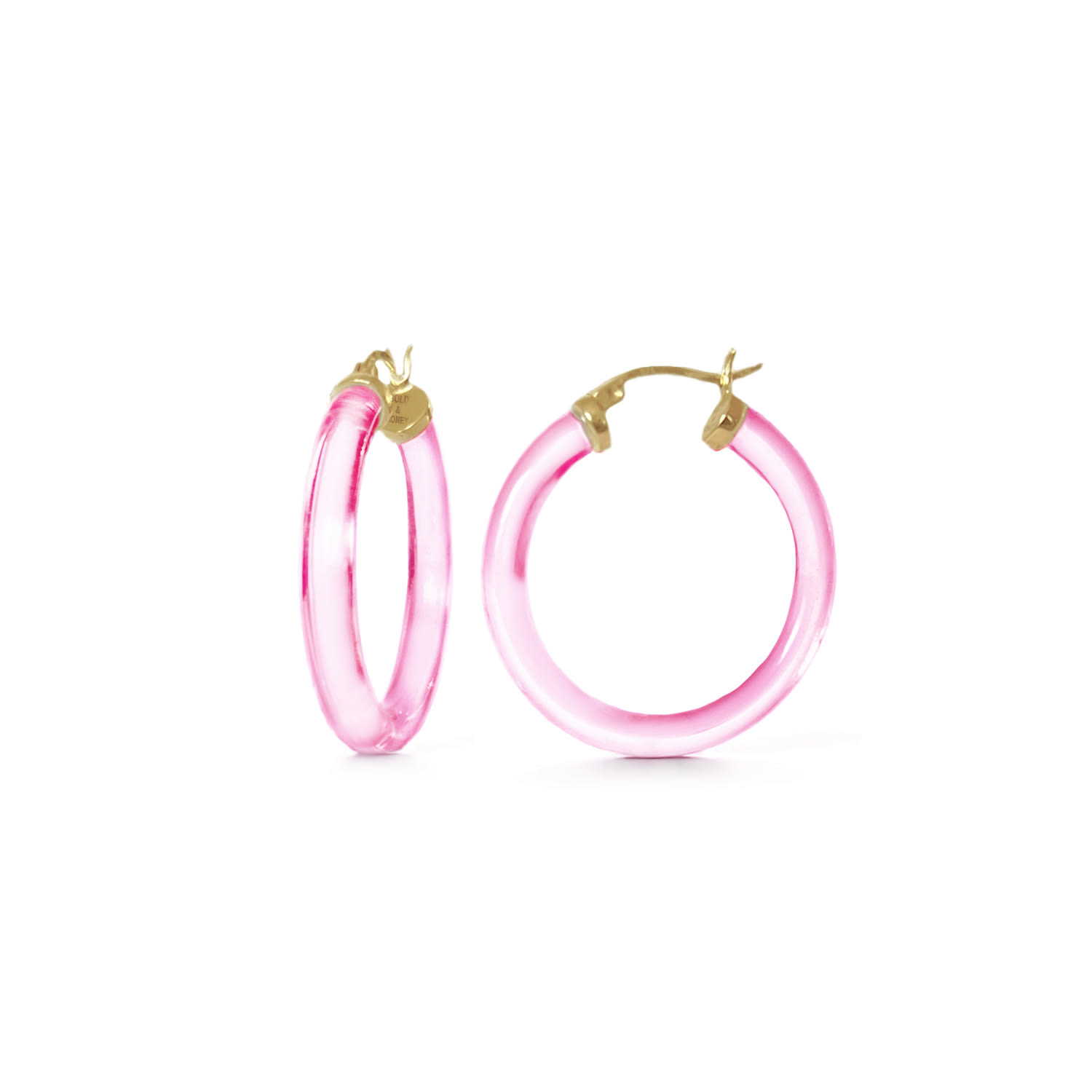 Gold & Honey Women's Pink / Purple / Gold Thin Kate Hoops In Pink