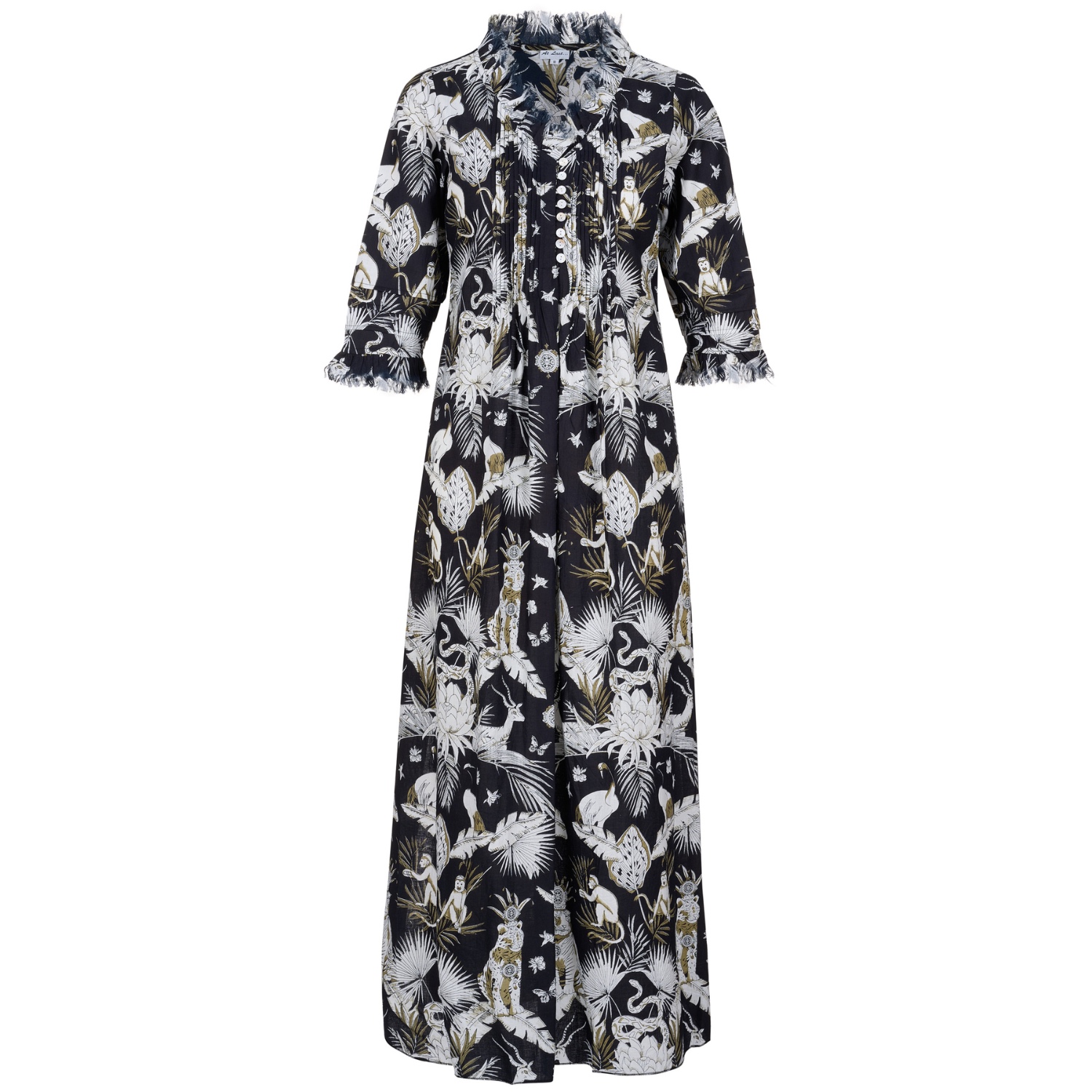 Cotton Annabel Maxi Dress In Black Tropical | At Last... | Wolf & Badger