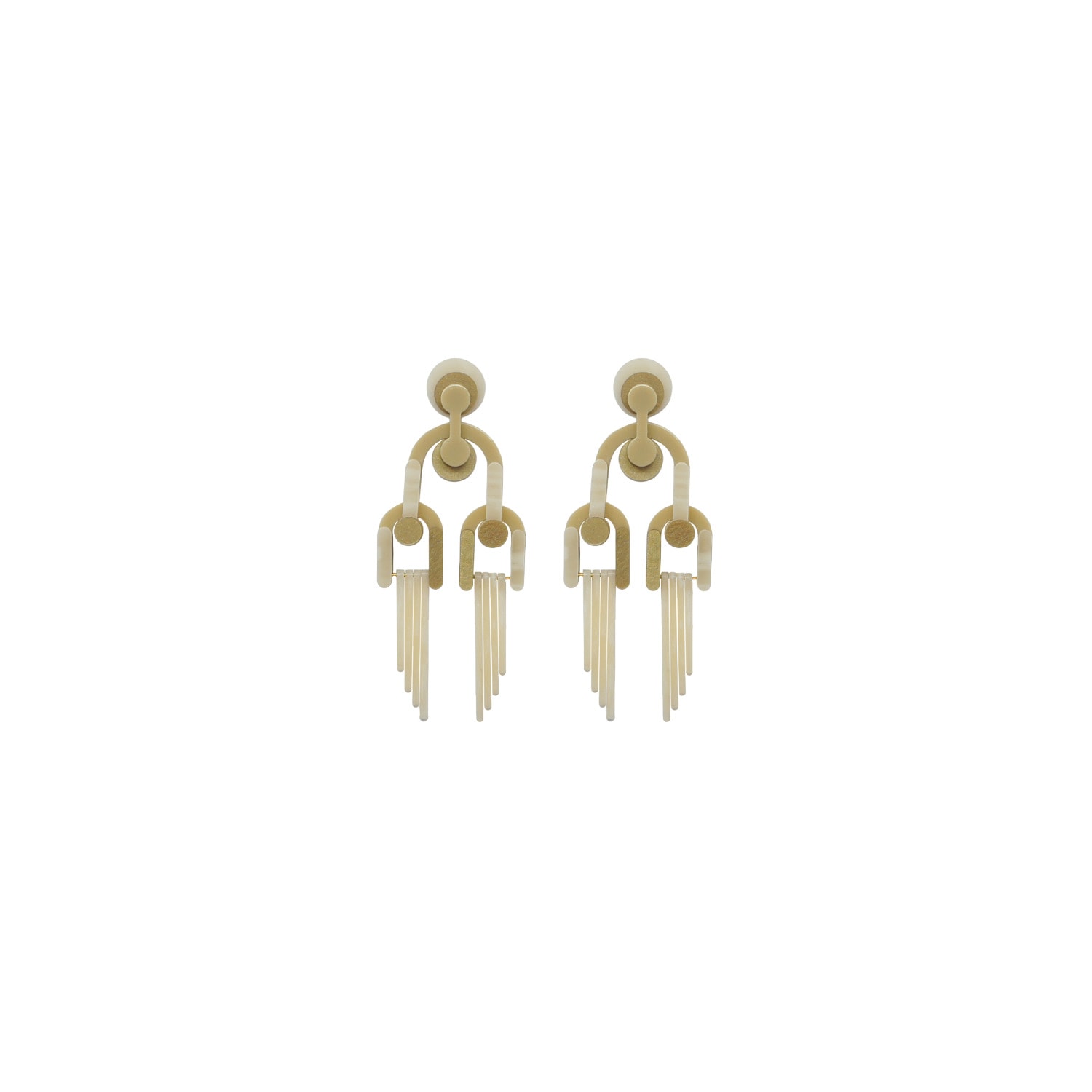 Gissa Bicalho Women's Neutrals Handmade Acrylic Earring Cladogram / Cream In Metallic