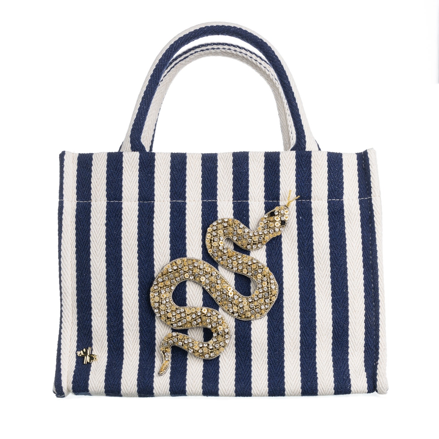 Women’s Blue Laines Couture Hand Embellished Snake Tote Bag - Navy & Cream One Size Laines London