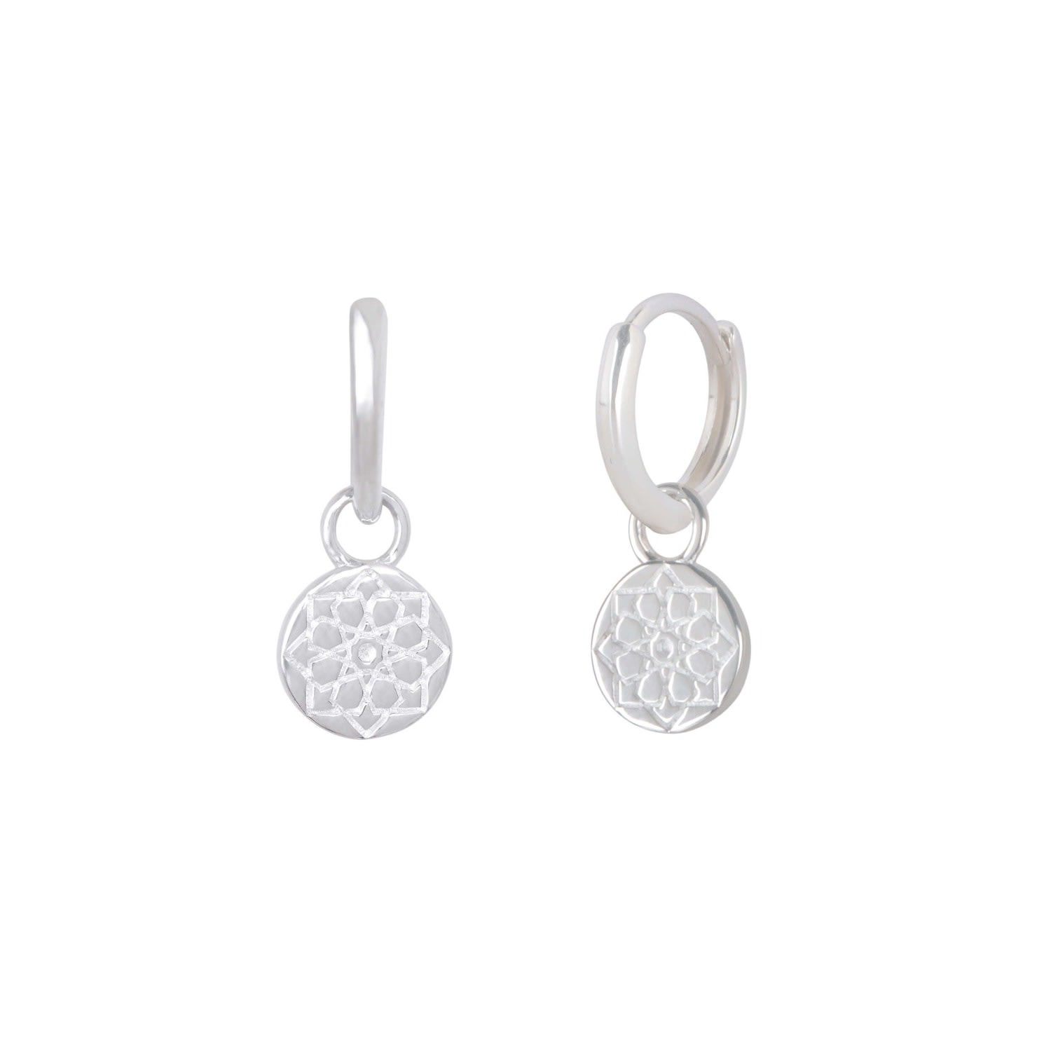 Zohreh V. Jewellery Women's Zohreh Coin Charm Hoop Earrings Sterling Silver In Silver