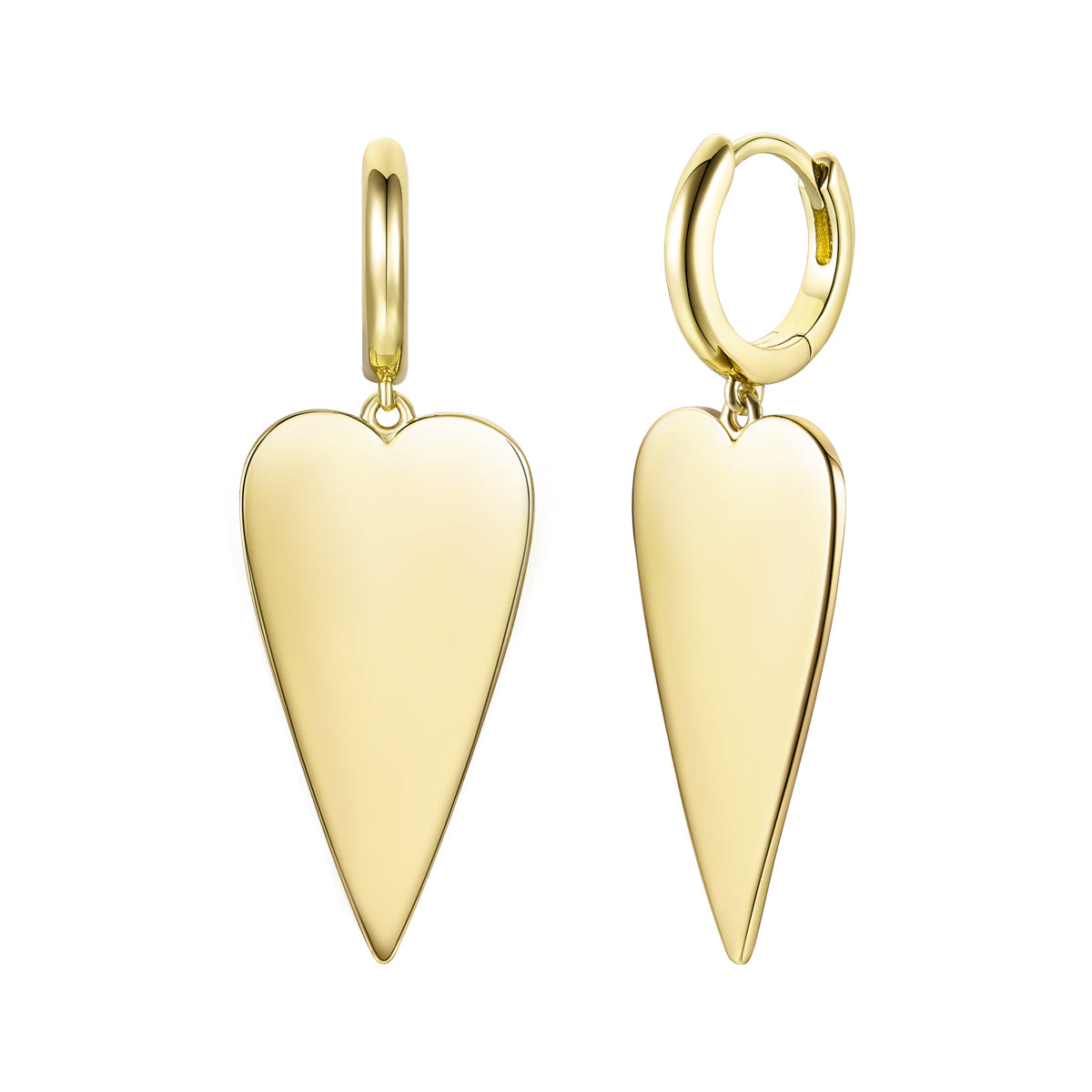 Genevive Jewelry Women's Rachel Glauber Gold Plated Elongated Heart Charm Dangle Mini Hoop Earrings In Gold