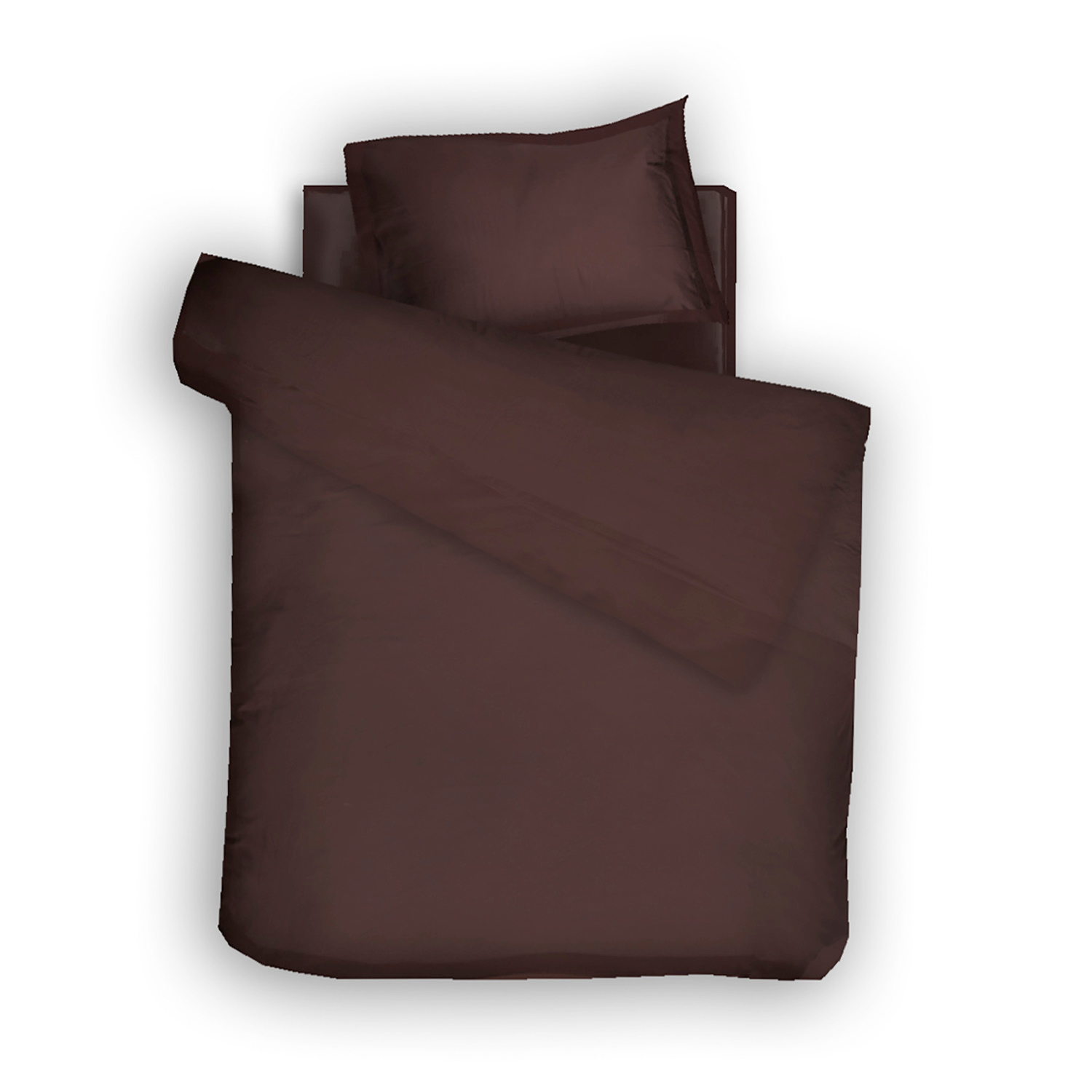 Decoflux Home Brown Cotton Bed Linen Set Solid Chocolate Oud Uk Single, Us Twin In Brown