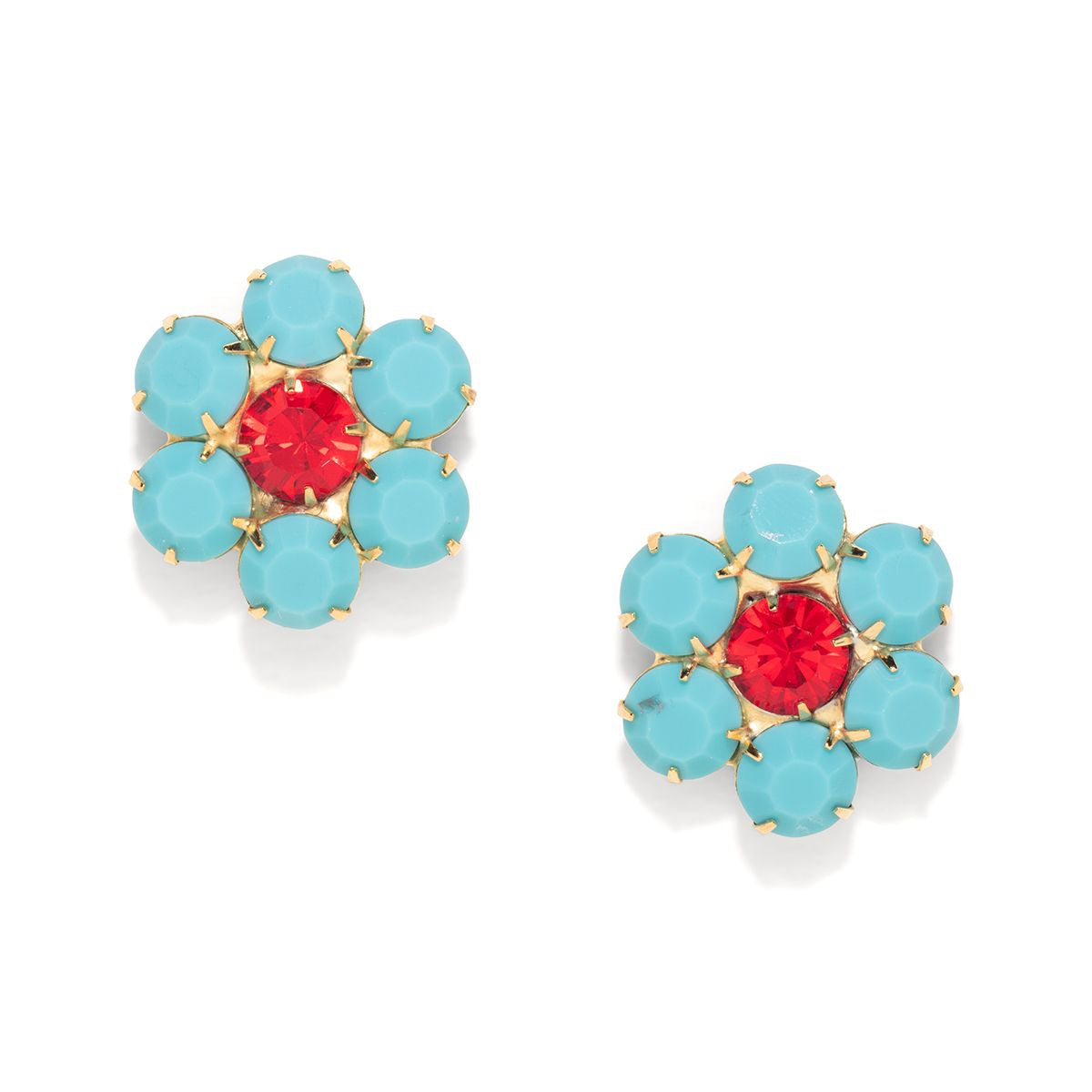 The Pink Reef Women's Blue  Handcrafted Floral Gem In Turquoise