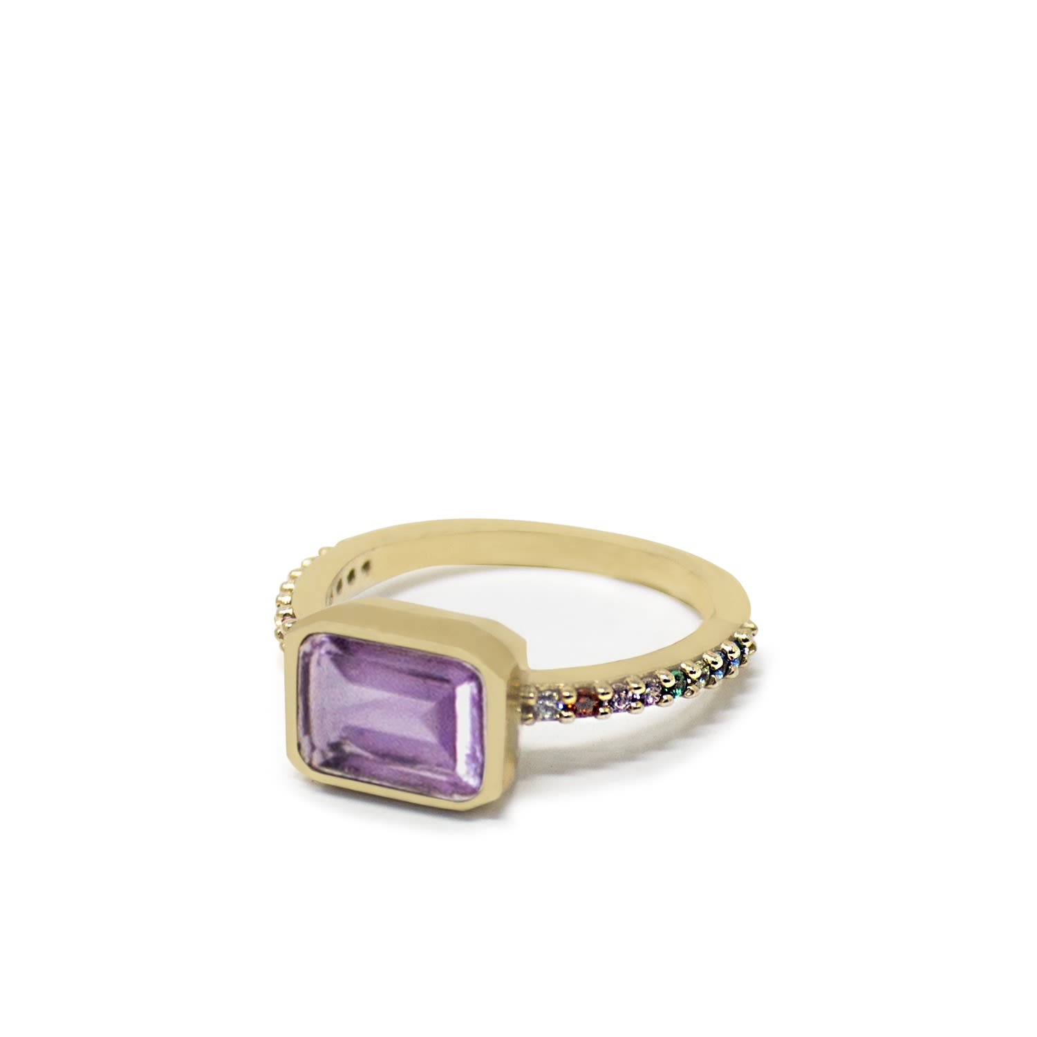 Women’s Pink / Purple Luccichio Gold Vermeil Amethyst Rainbow Ring Vintouch Italy