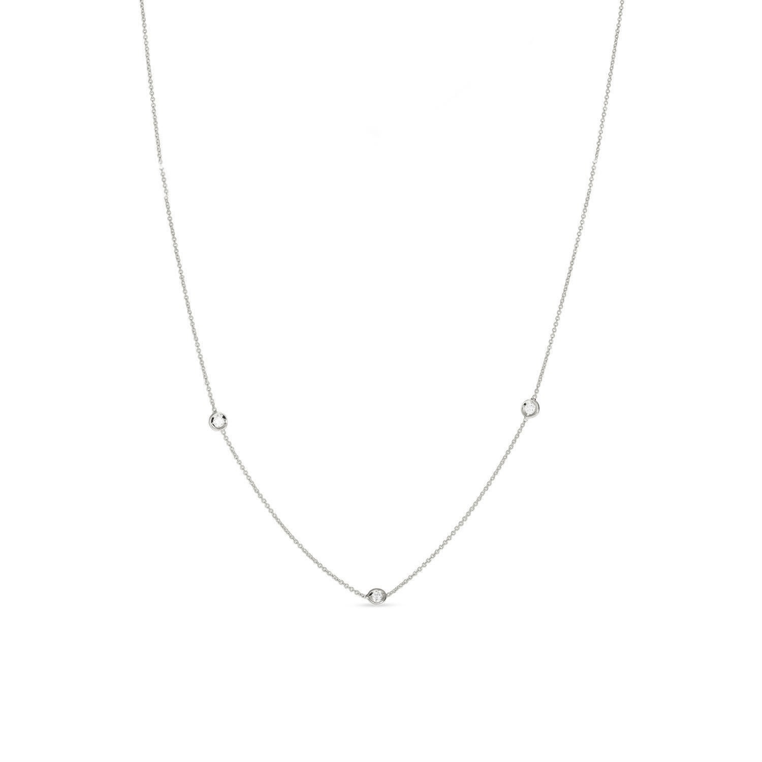 Lily Flo Jewellery Women's 3 Lab Grown Diamond Staton Necklace On Sterling Silver
