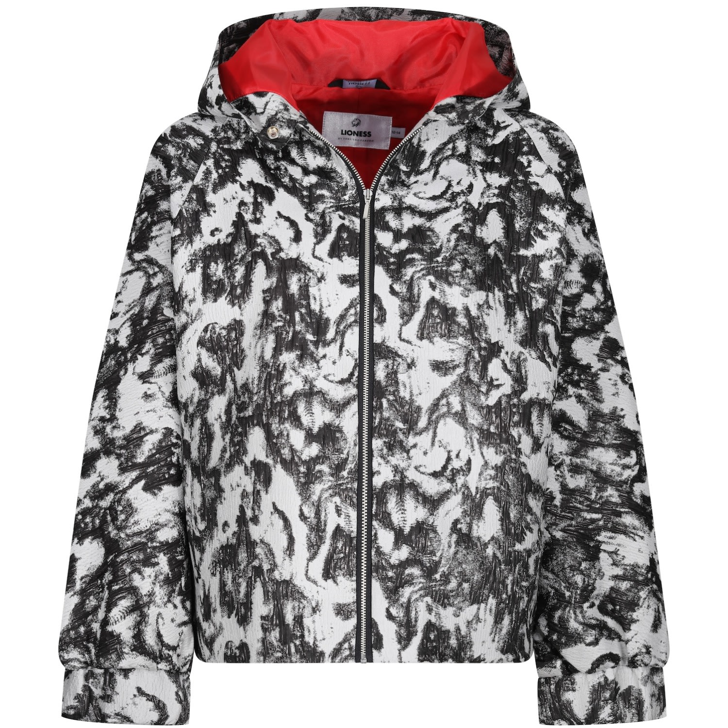 Women’s Black / White Monochrome Paint Brush Brocade Hoodie Jacket Extra Large Lioness by Tf