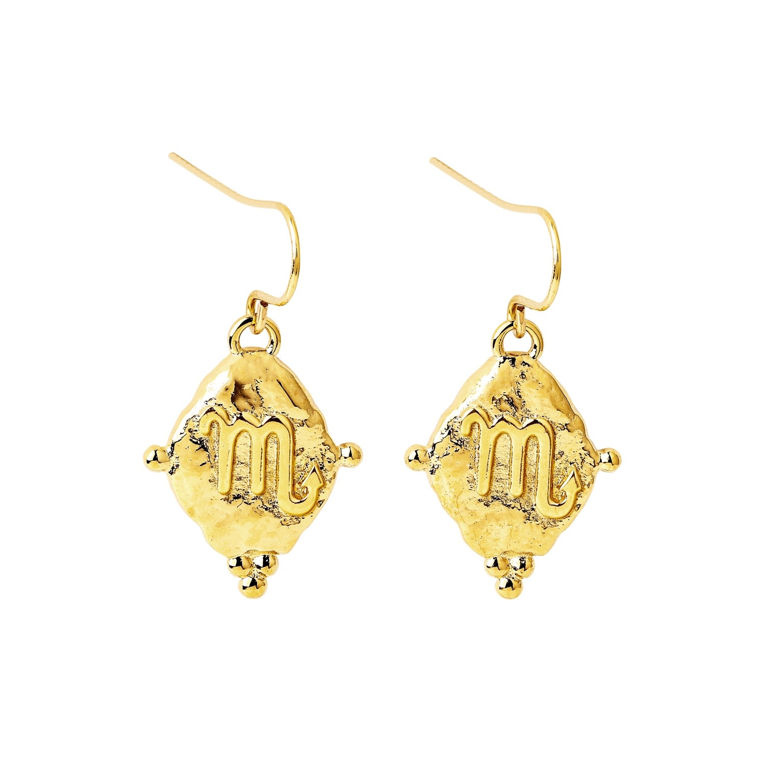 Seven Saints Women's Scorpio Vintage-style Dangle Earrings, Gold Plated