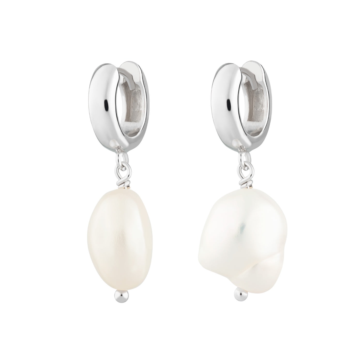 Scream Pretty Women's Silver Baroque Pearl Huggie Earrings In Brown