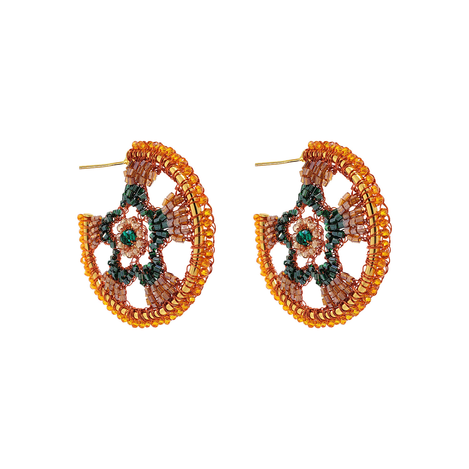 Women’s Brown / Yellow / Orange Mystic Amber Mix Clio Handmade Crochet Hoops Lavish by Tricia Milaneze