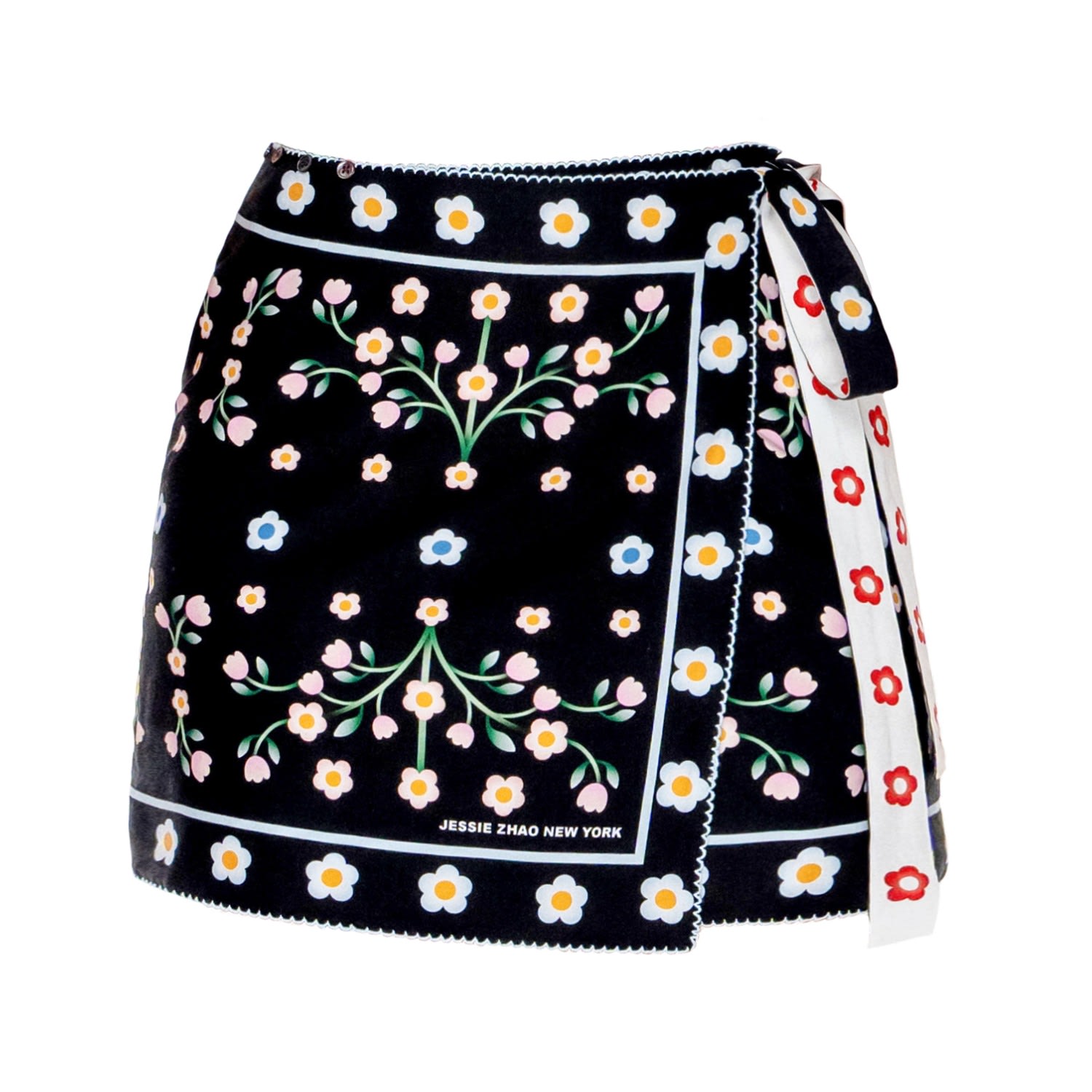 Women's Black / White Swim Cover Up Skirt-Night Garden