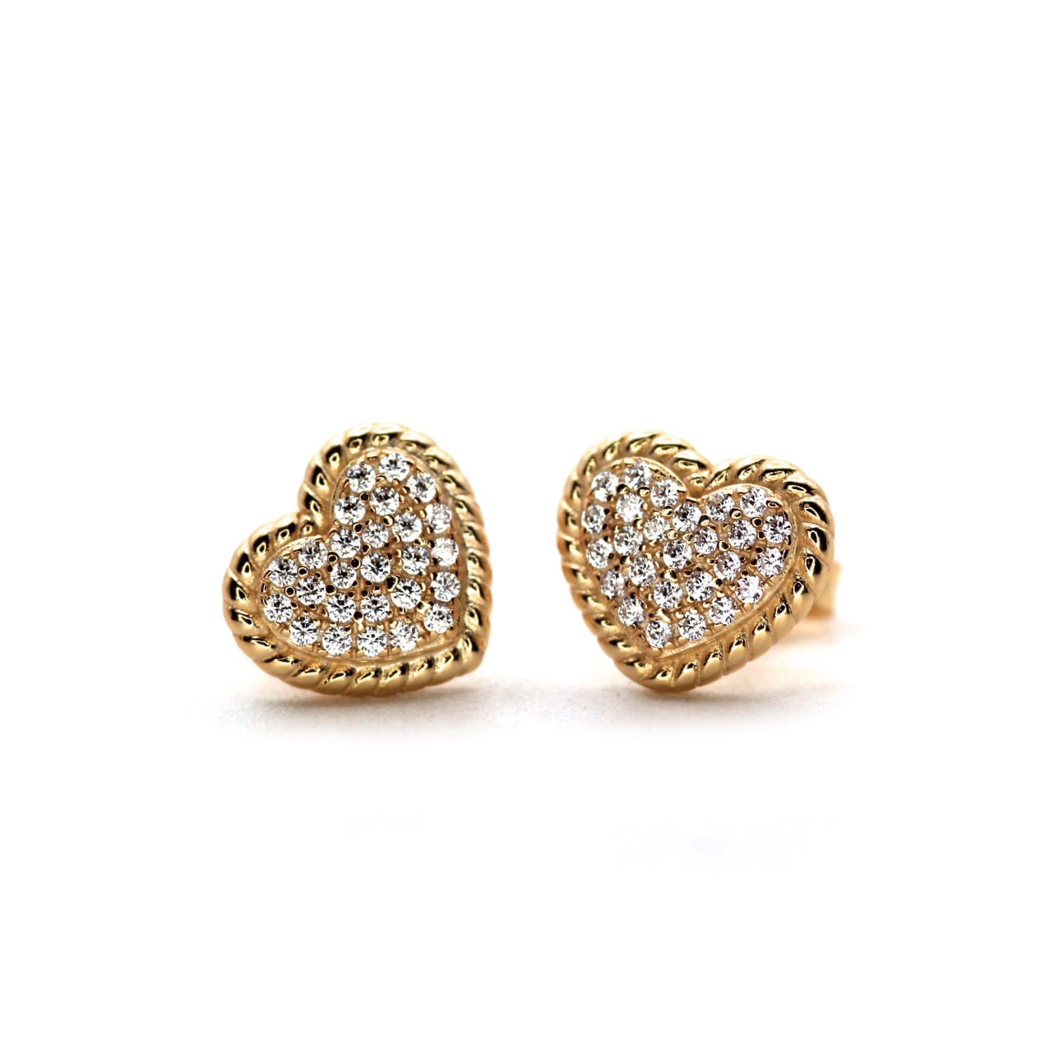 Vicstonenyc Fine Jewelry Women's Luxury Heart Stud Earrings Rose Gold  – Luxury, Sparkle, And Love
