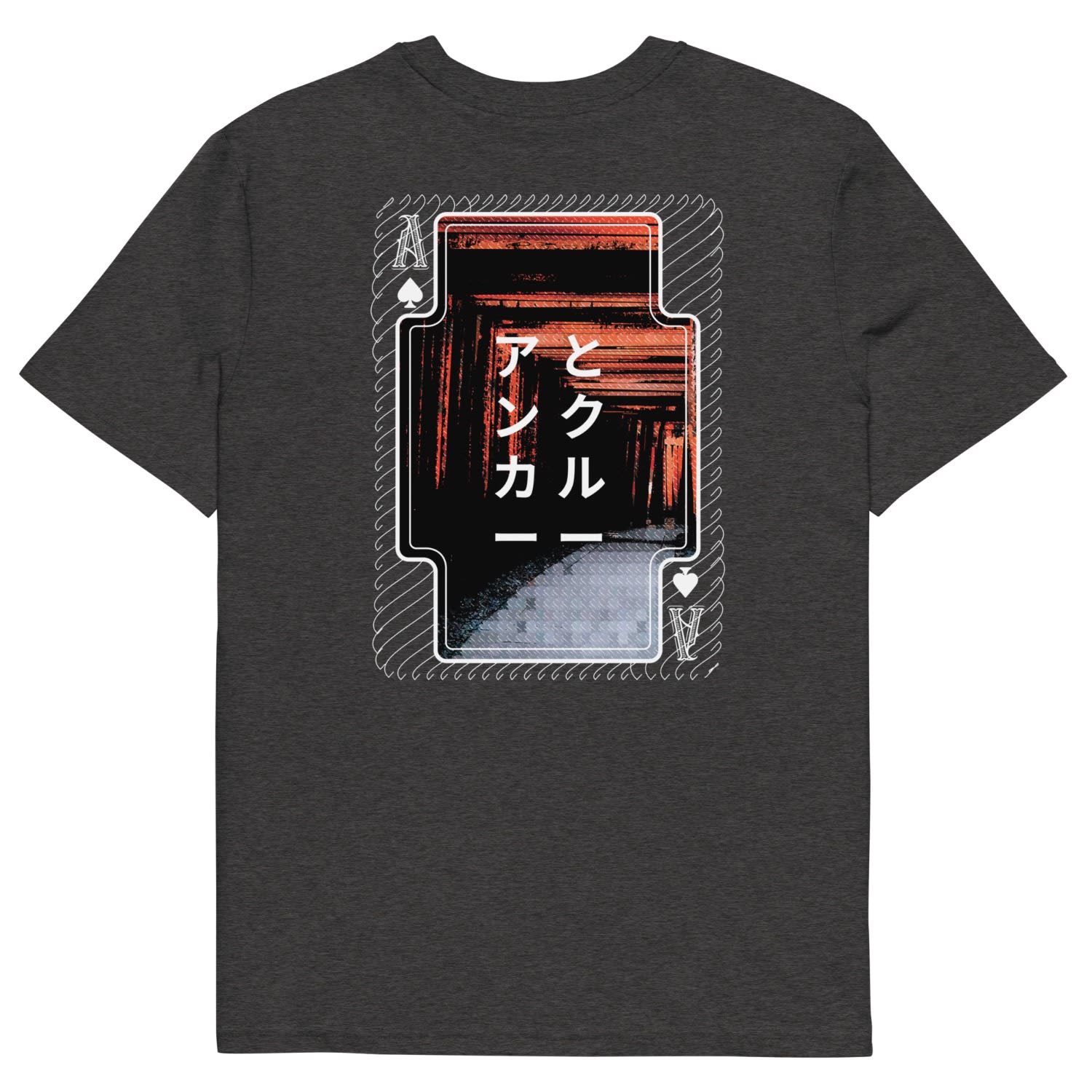 Anchor & Crew Dark Heather Grey Four Japan Gurafiku Organic Cotton T-shirt - Men In Grey