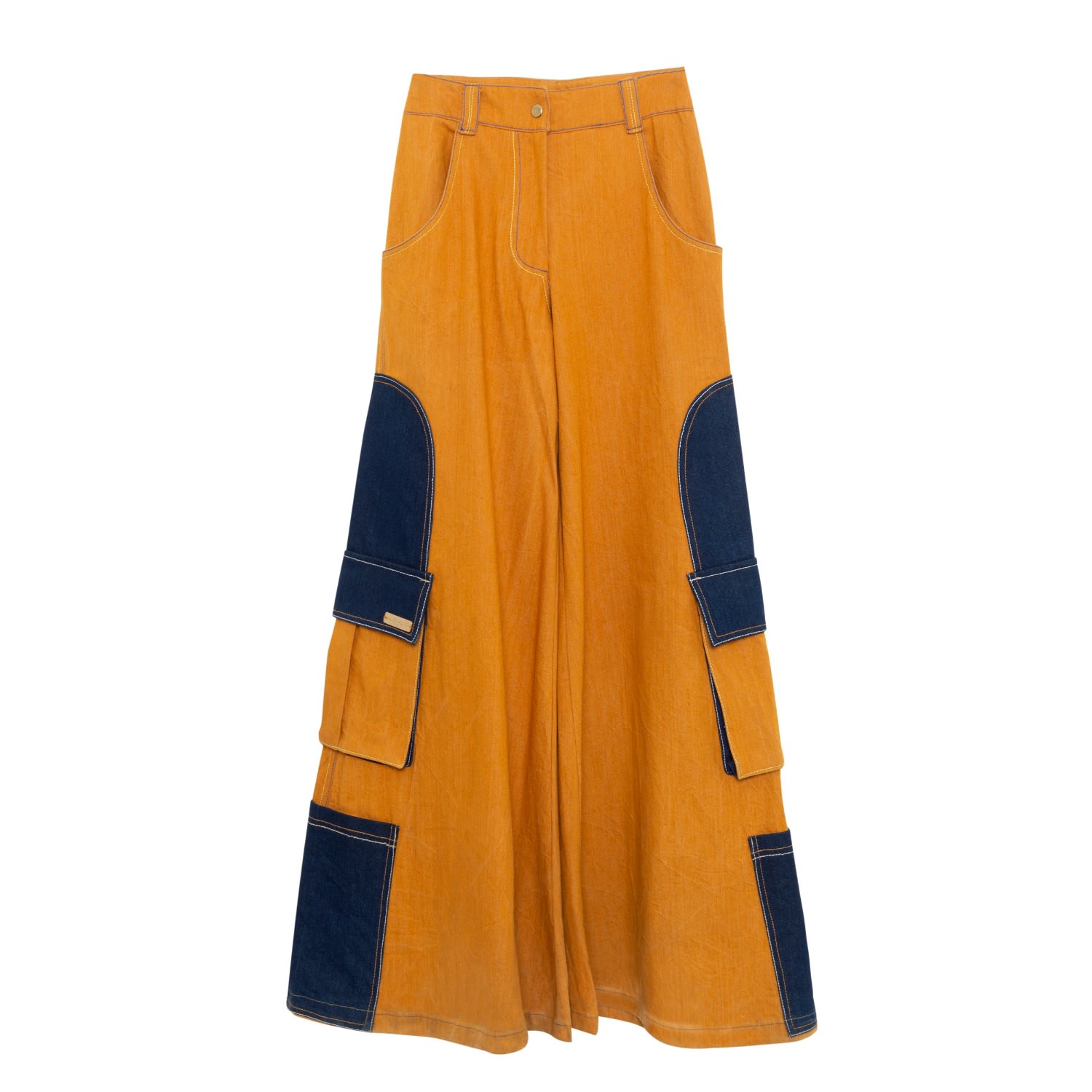 Paloma Lira Yellow / Orange Raver Denim Pants In Yellow/orange