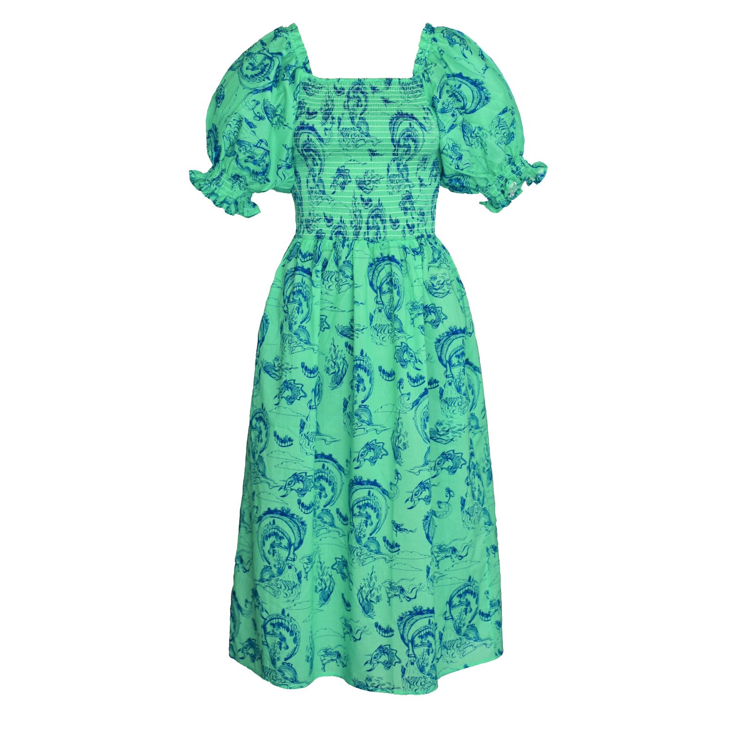 Women’s Green Fairytale Smocked Midi Dress Extra Small Jessie Zhao New York