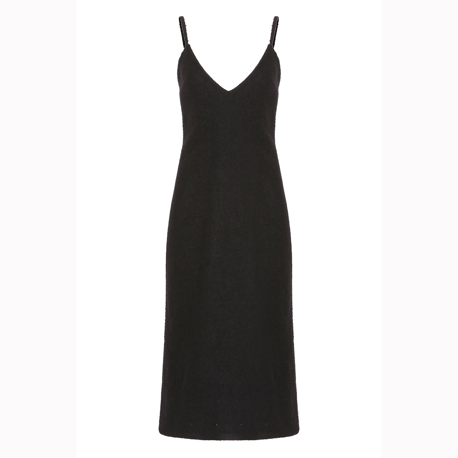 Women's Lora The Black Wool Slip Dress With Golden Zip | Medium | F.j.k by Farah Kadhimi