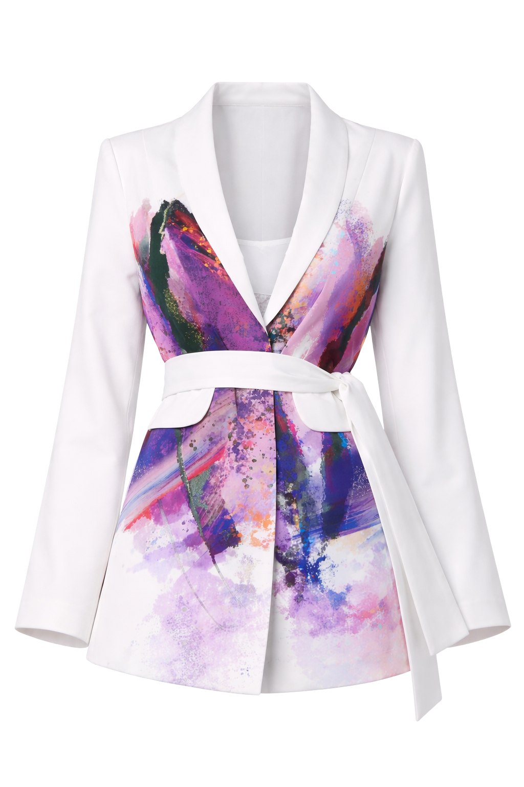 Women's Mayfair Blazer In Flower Print/Snow White | Extra Large | Zafur