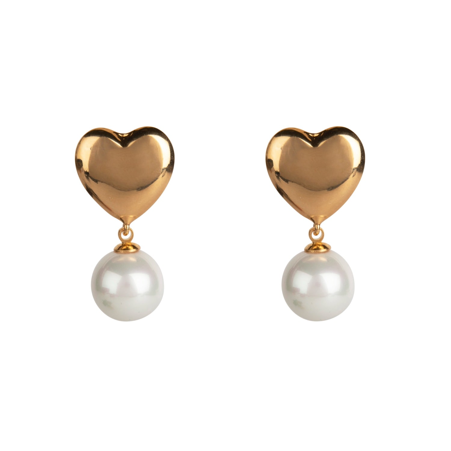 Bounkit Women's Gold / White Miri Earrings Post Butterfly