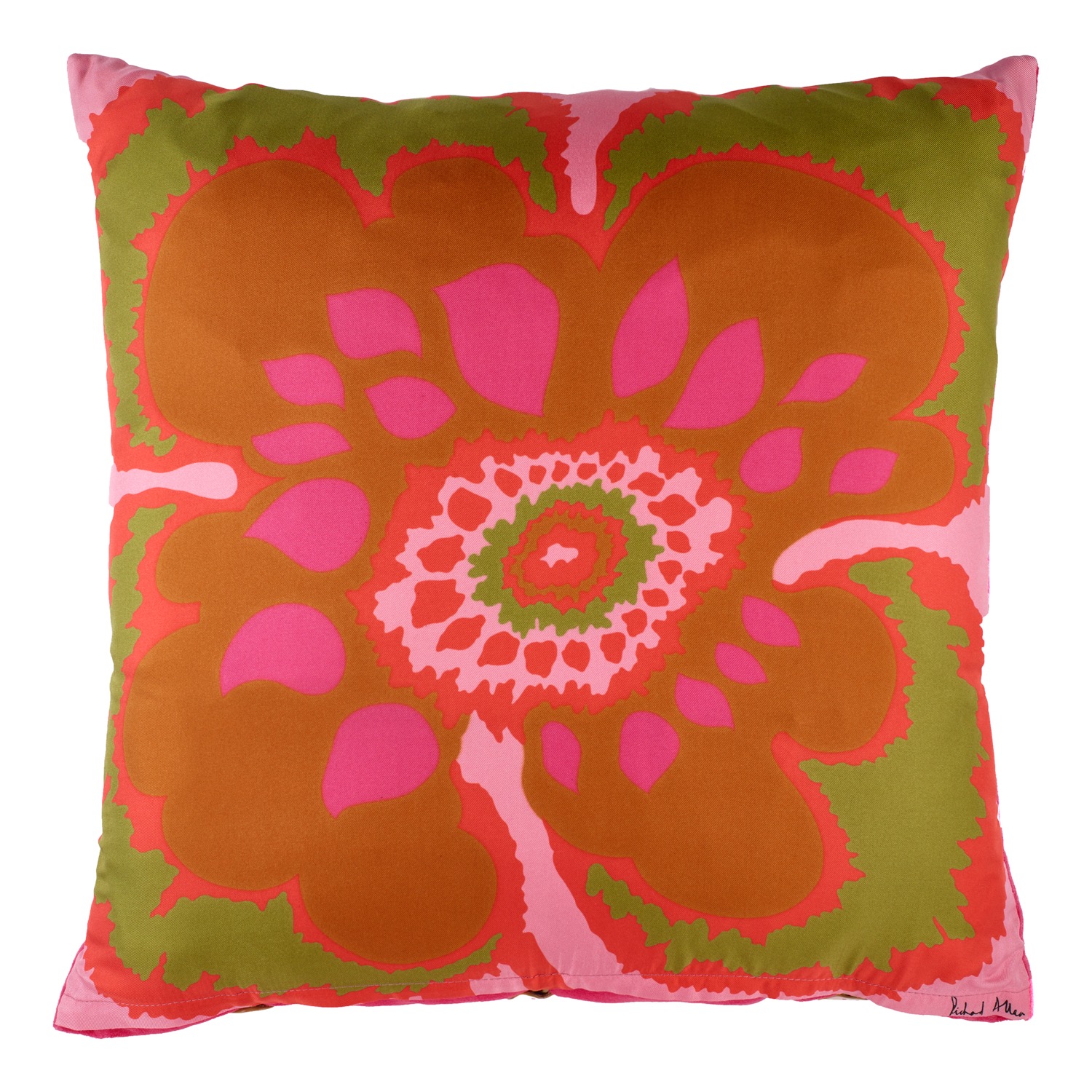 Green / Pink / Purple Pink Elsa Silk & Velvet Cushion Richard Allan London