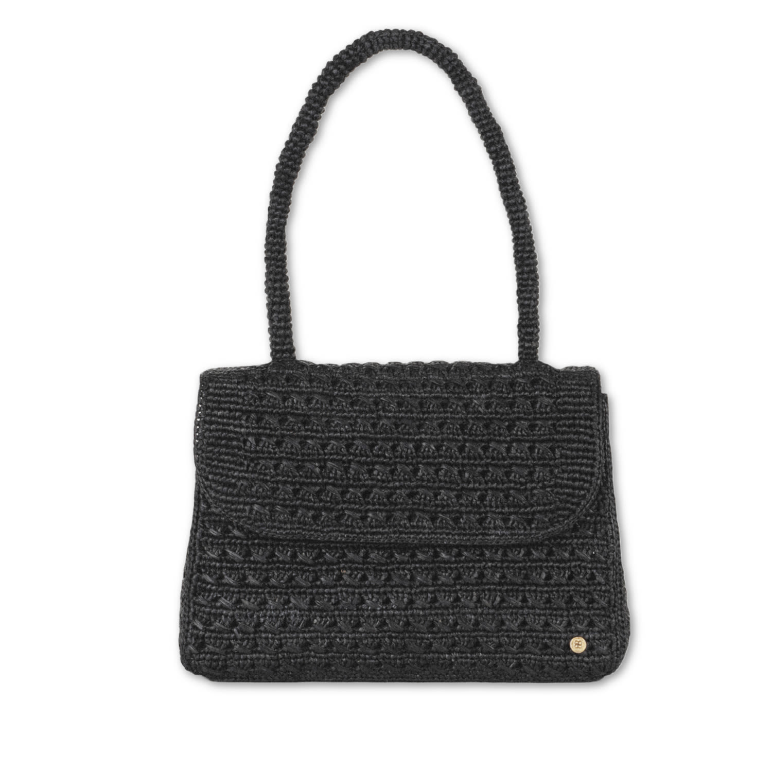 Women’s Raffia Shoulder Crochet Bag Felicie- Black Sanabay Paris