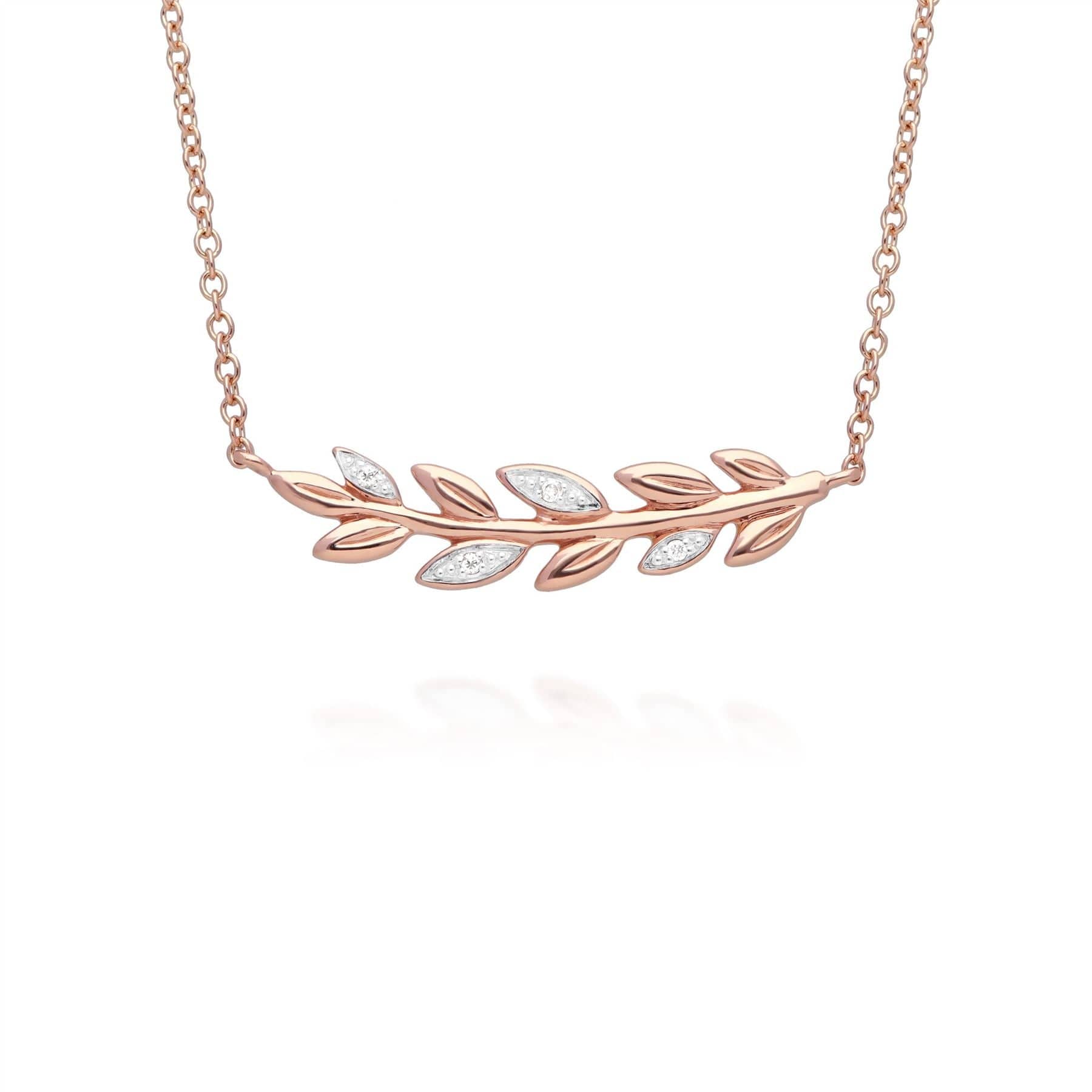 Women’s O Leaf Diamond Necklace In Rose Gold Gemondo