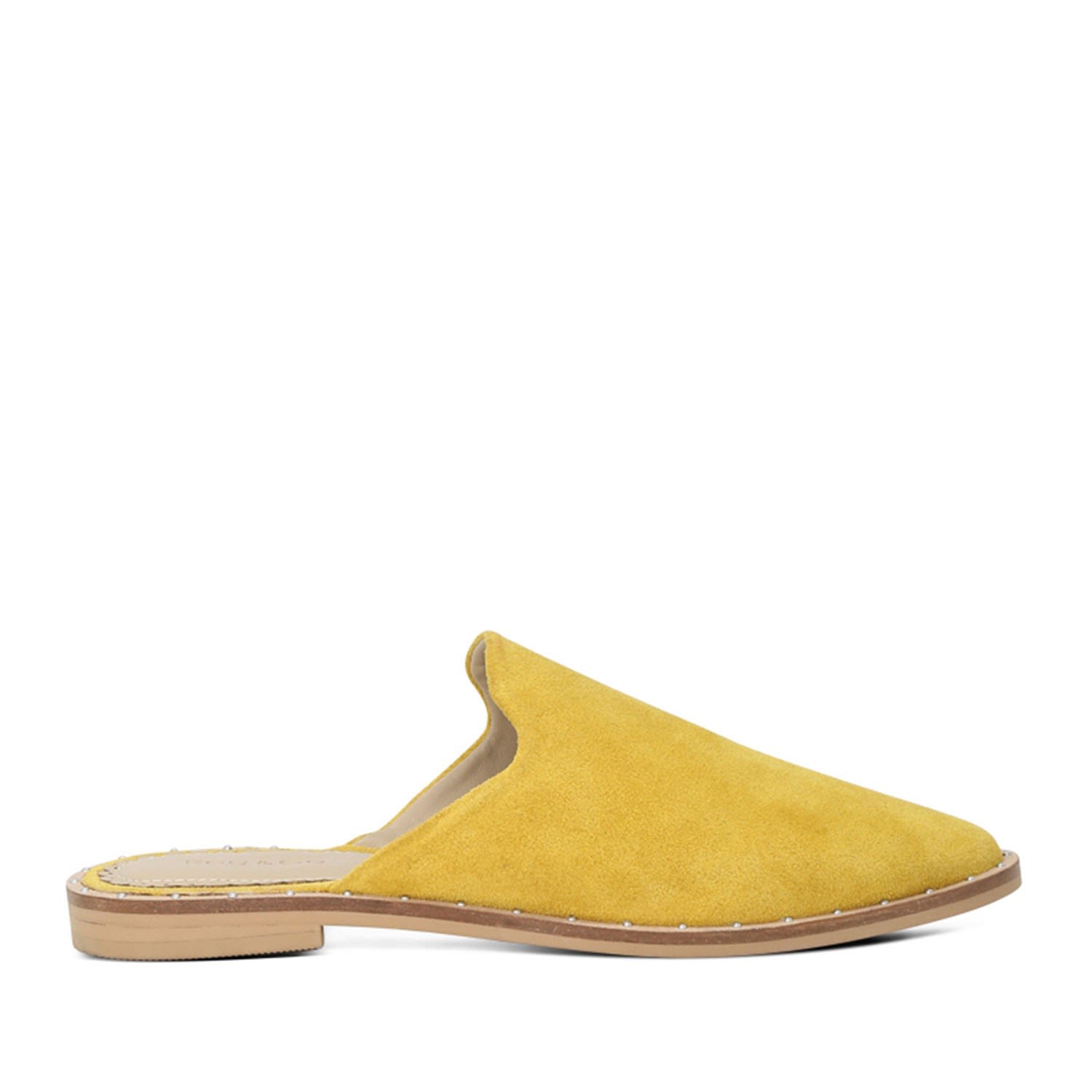 Rag & Co Women's Yellow / Orange Lia Handcrafted Suede Mules In Mustard In Gold