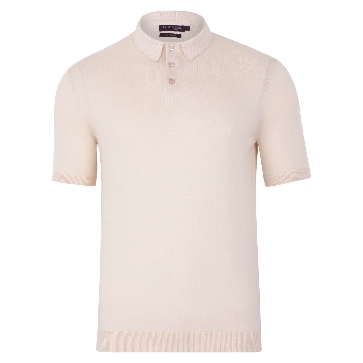 Paul James Knitwear Neutrals Mens Ultra Fine Cotton Earl Short Sleeve Polo Shirt  - Ecru In Beige