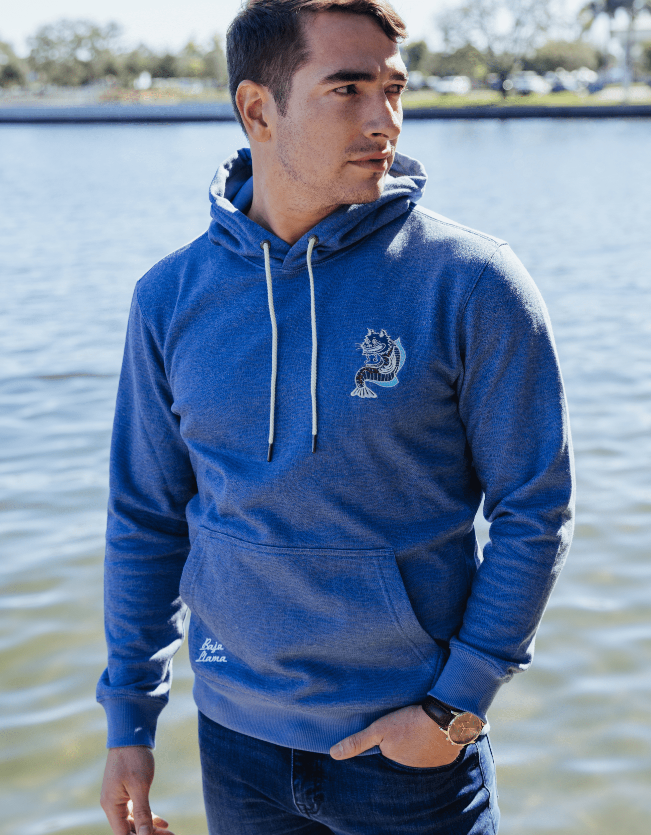 Catfished Organic Cotton Hoodie - Blue by Baja Llama