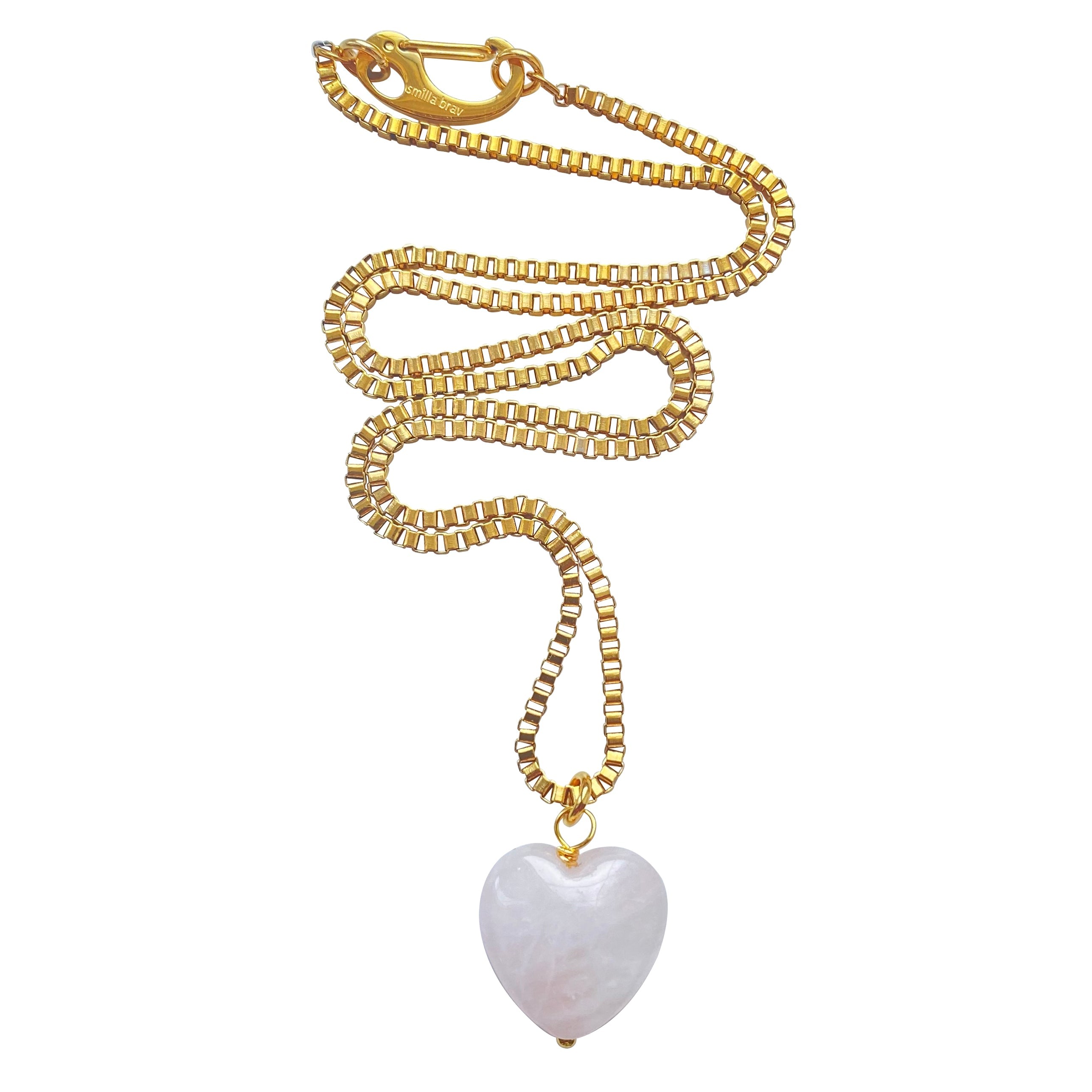 Smilla Brav Women's Gold / Pink / Purple Rose Quartz Heart Necklace Tabitha In Gray
