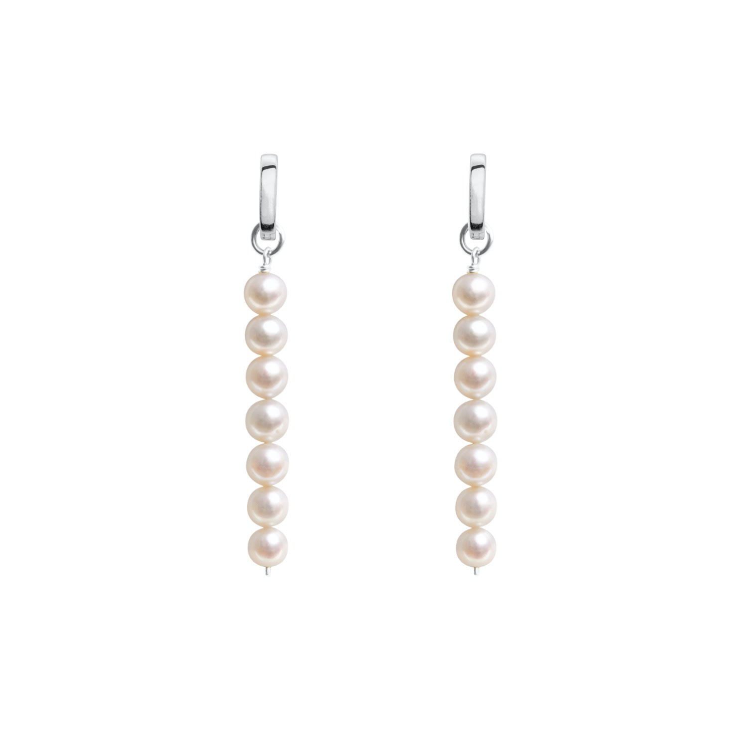 Women’s Linea Pearl Hoop Earrings - Silver Ora Pearls