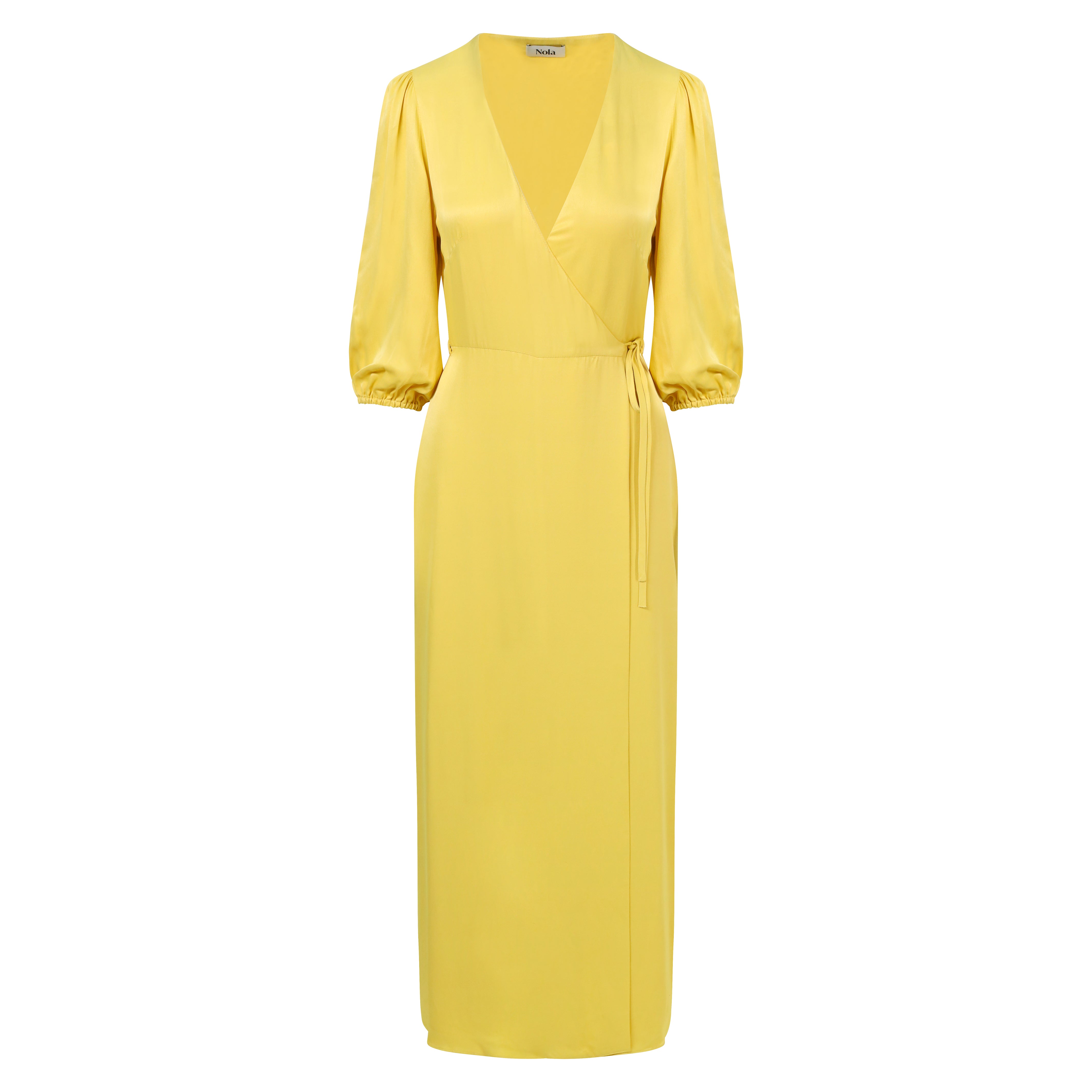 Women’s Yellow / Orange Rae Midi Wrap Dress In Mimosa Yellow Extra Small Nola London