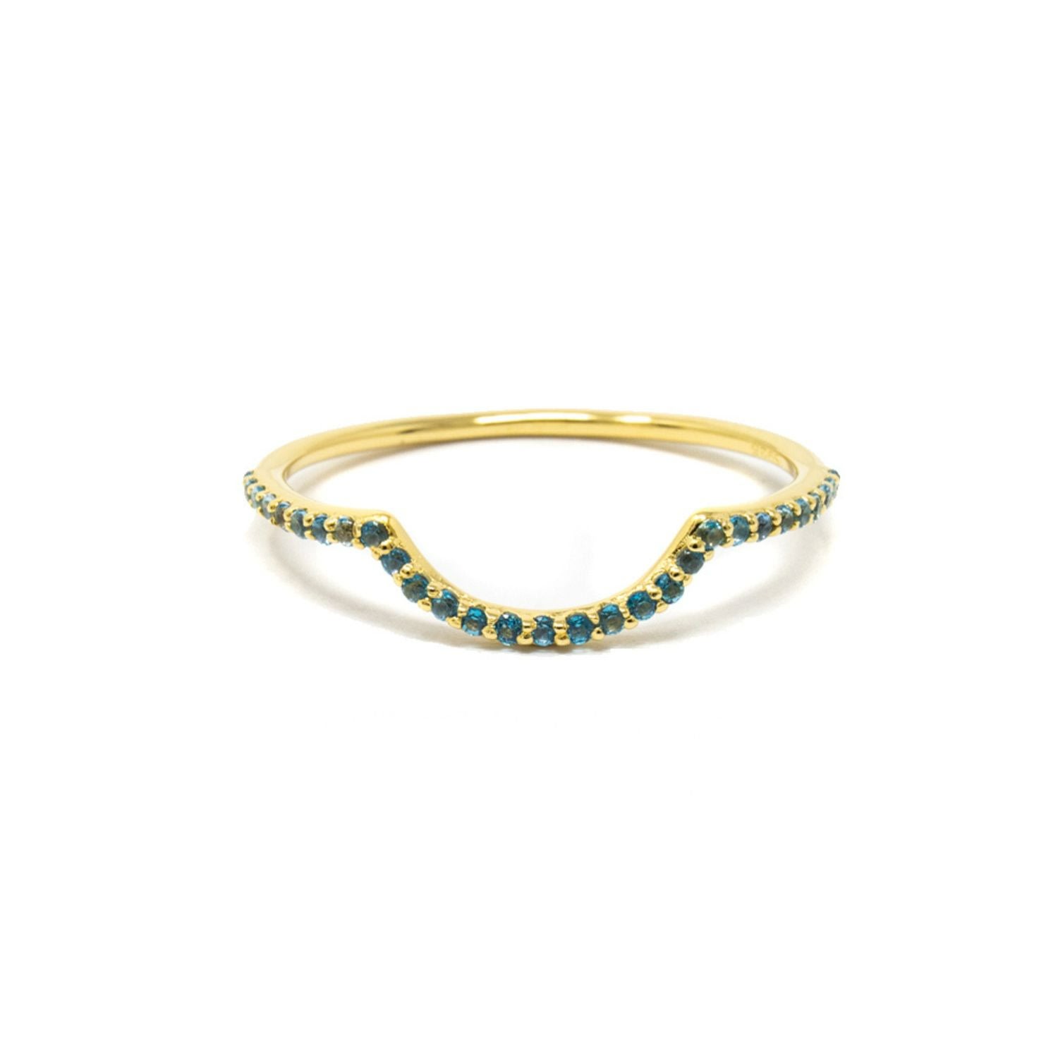 Nasi Silver Women's Ora Half Eternity Ring- Blue Topaz- Gold In Gold