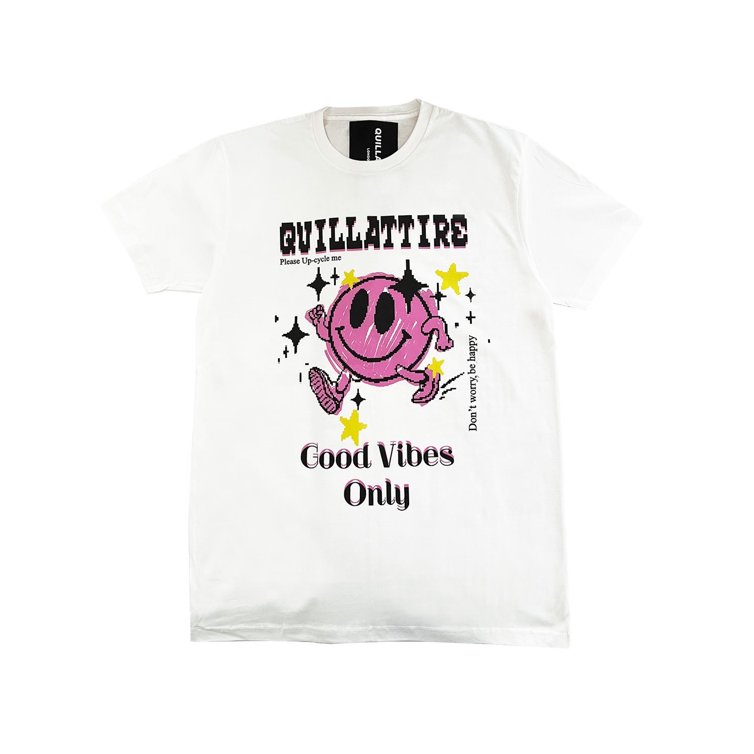 Women’s Black / White / Pink White Good Vibes Only Tee Large Quillattire