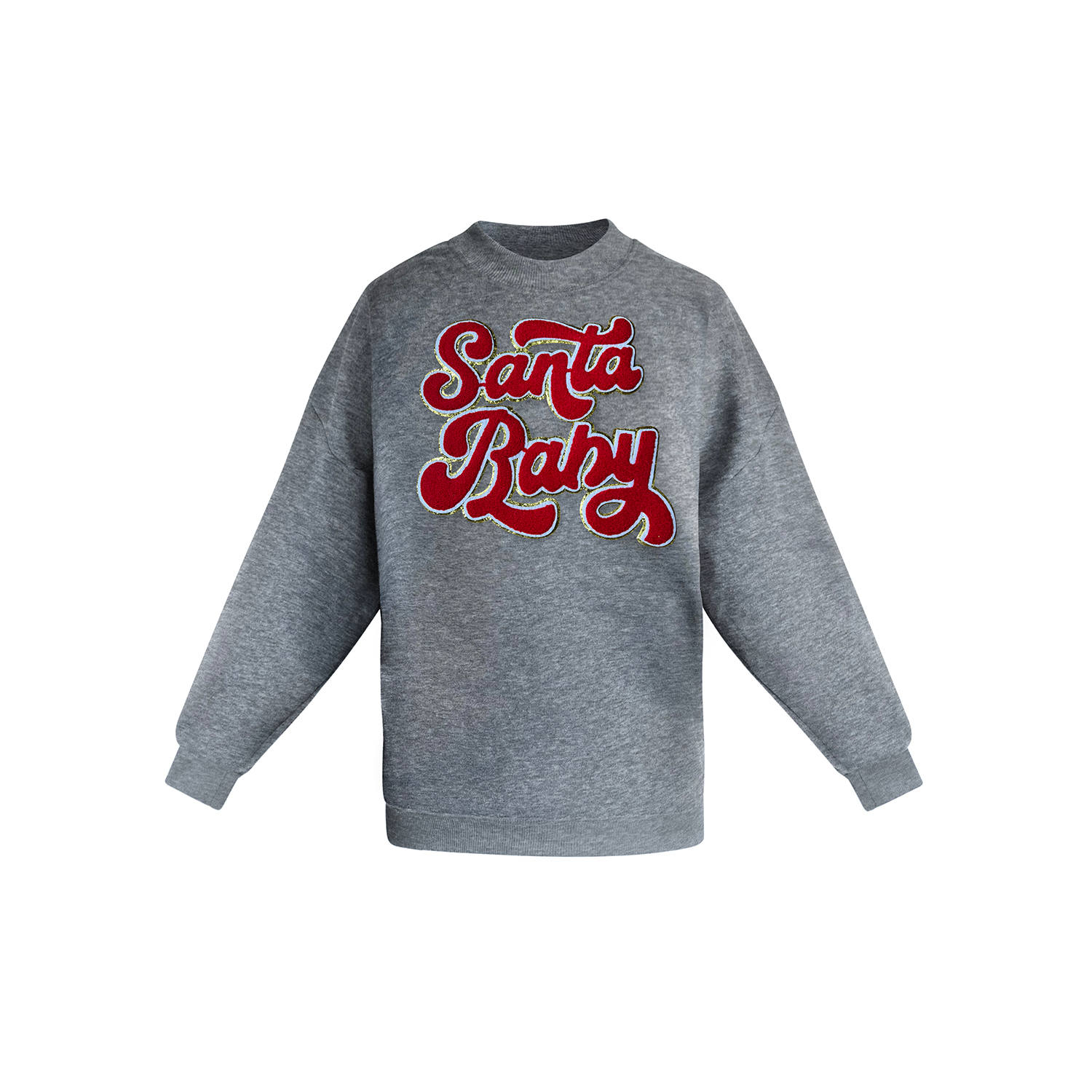 Toma Women's Christmas Grey Embroidery Santa Baby Sweatshirt In Gray
